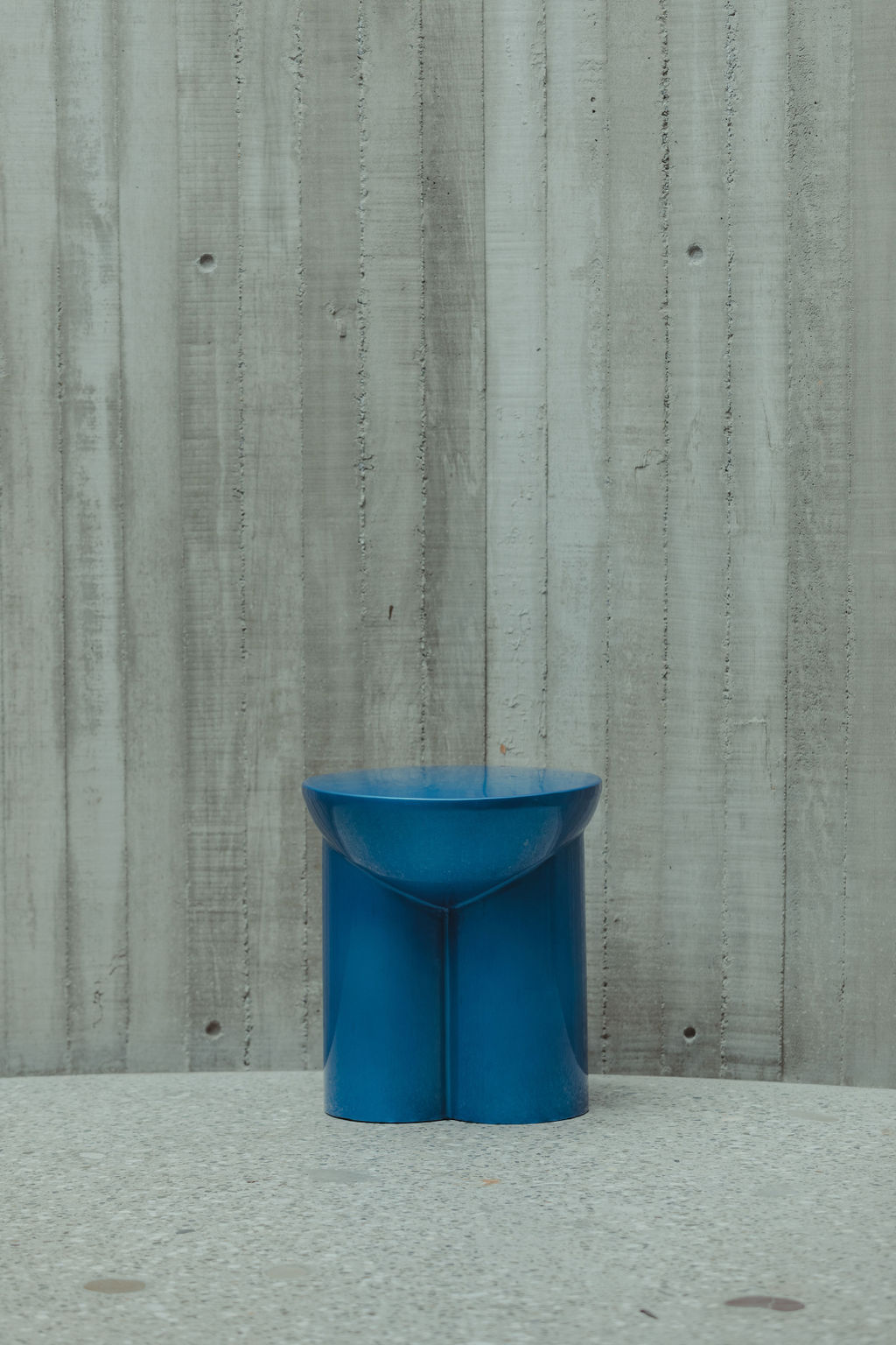 Metate Translucent Blue Steel Stool by David Del Valle 3