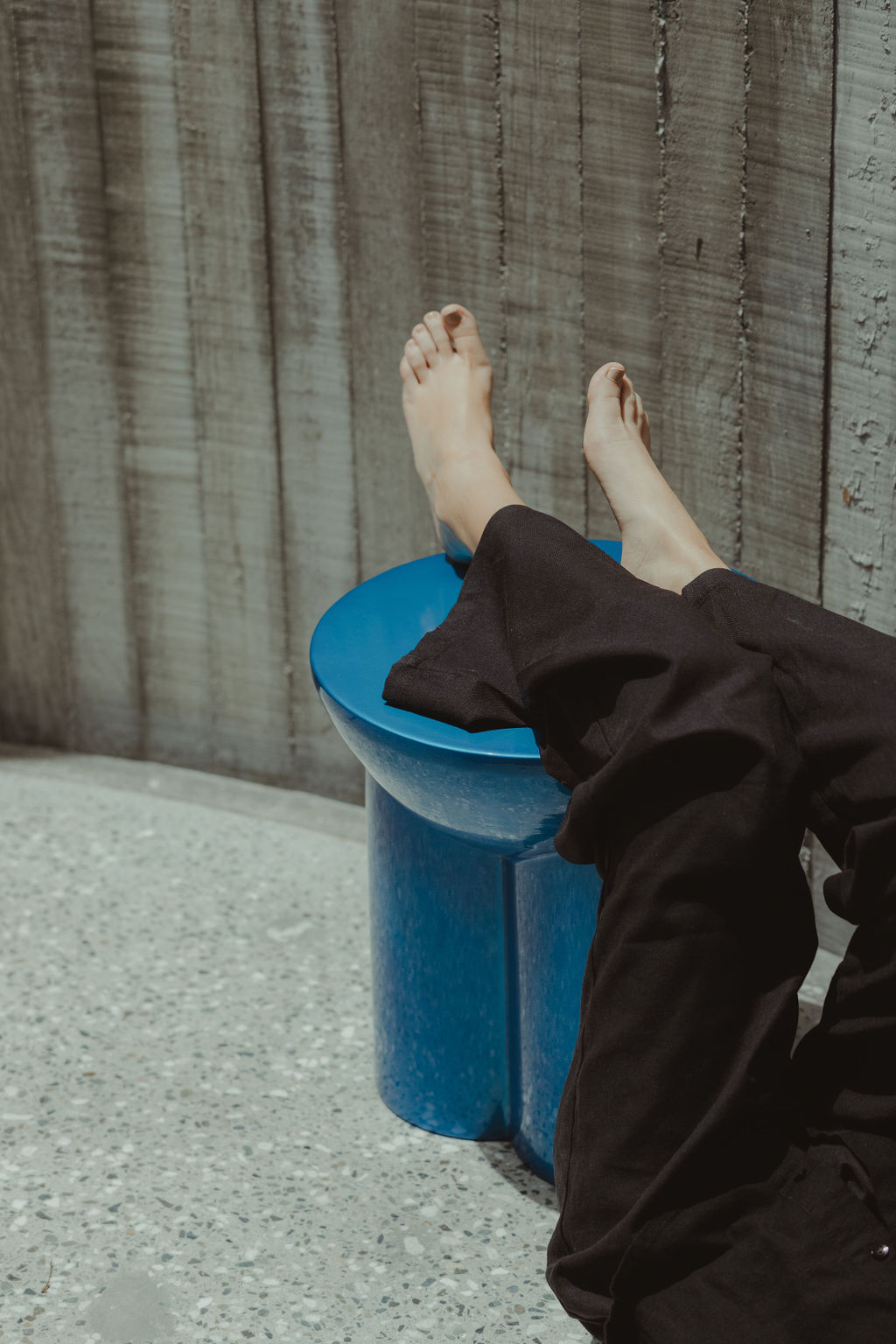 Metate Translucent Blue Steel Stool by David Del Valle 7