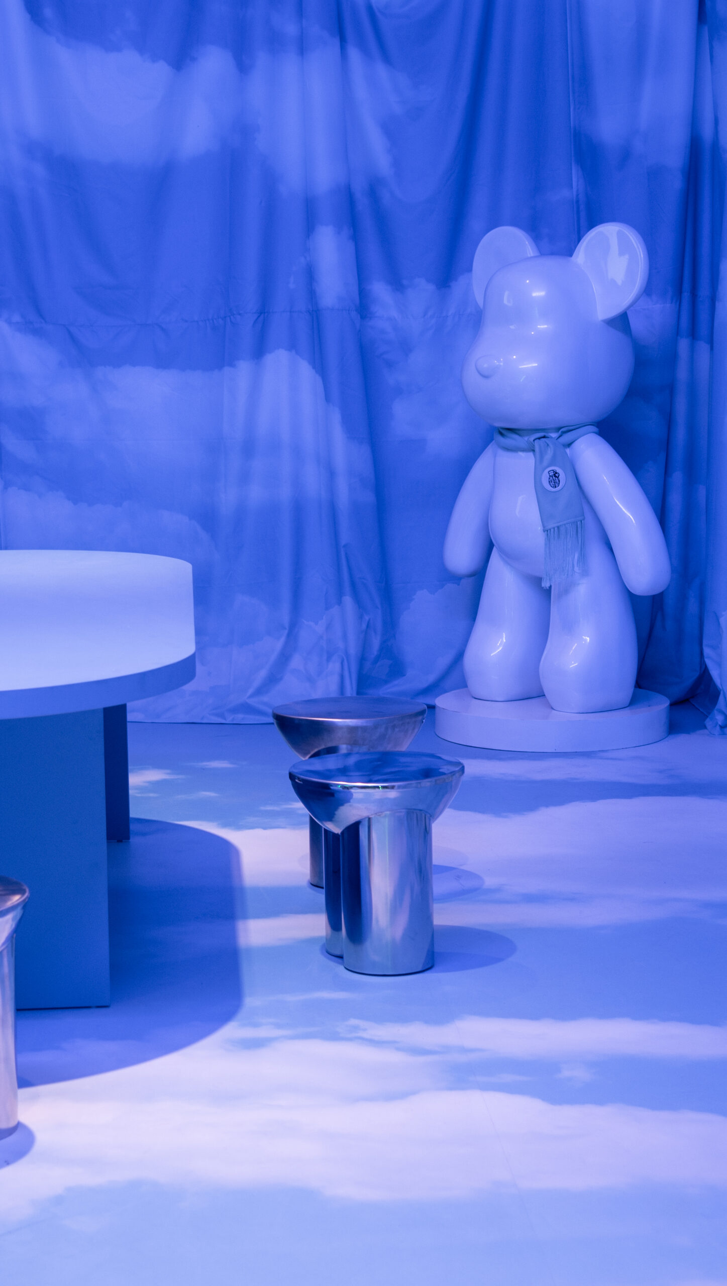 Metate Translucent Blue Steel Stool by David Del Valle 9