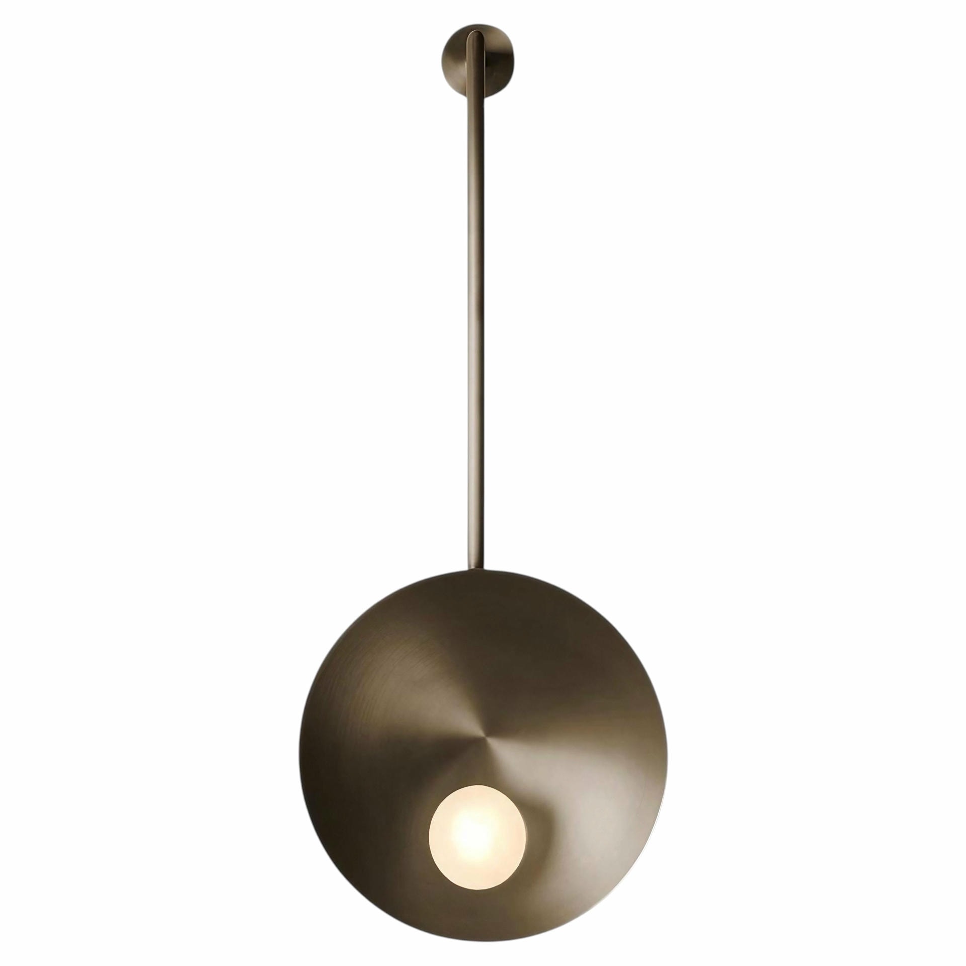 Modern Handcrafted Brushed Bronze Oyster Wall Mounted Lamp With Rod by Carla Baz 1