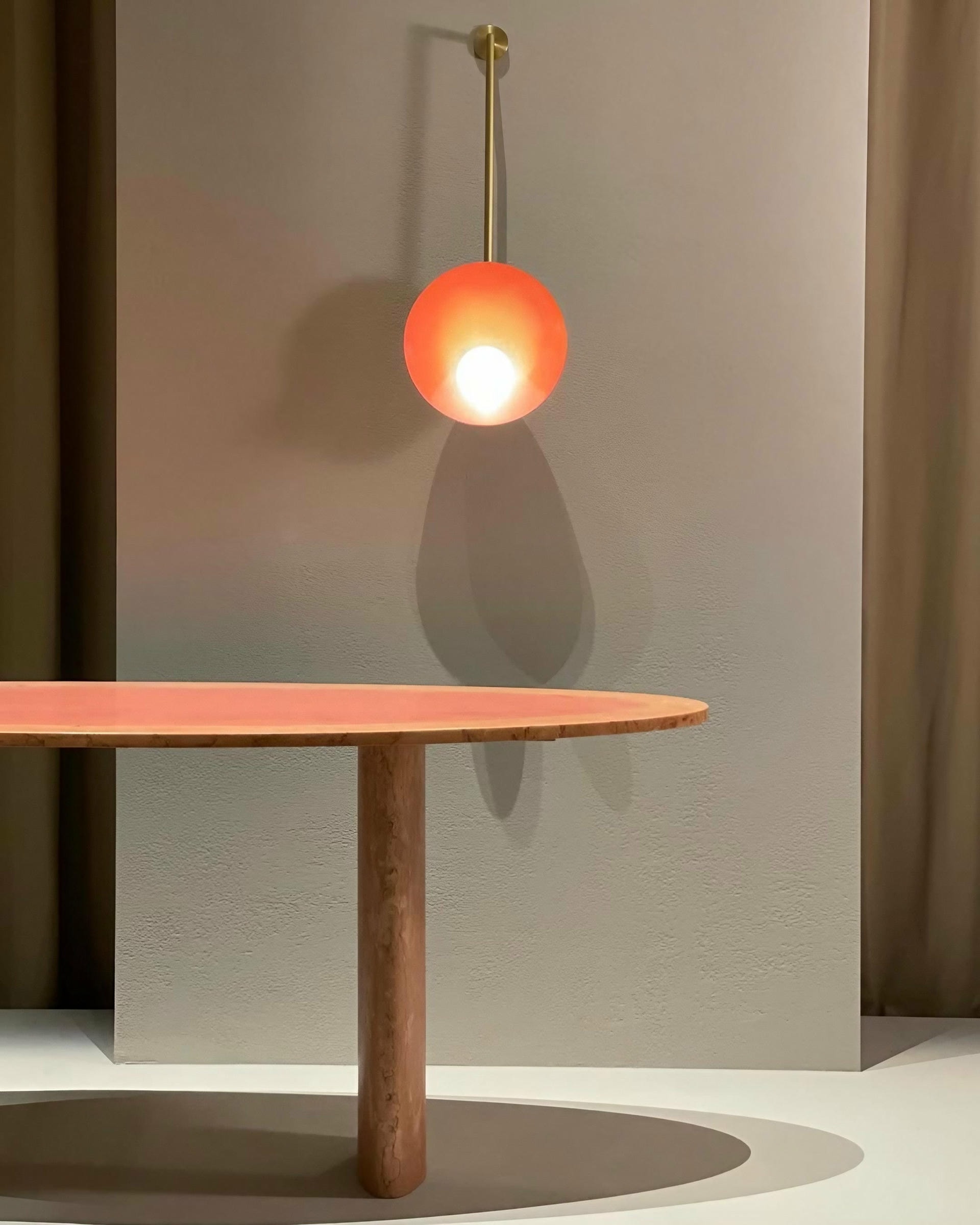 Modern Handcrafted Brushed Bronze Oyster Wall Mounted Lamp With Rod by Carla Baz 15