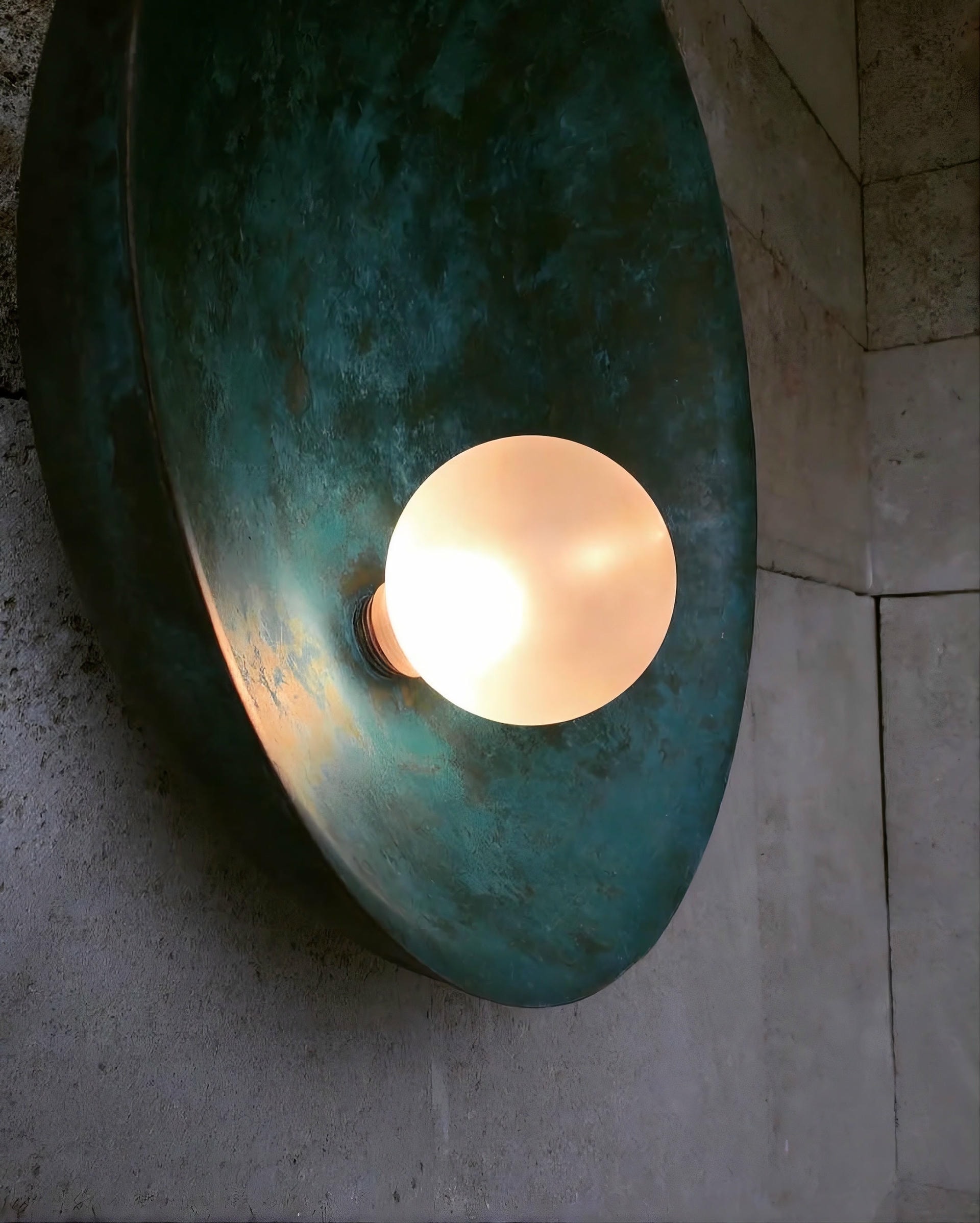 Modern Handcrafted Brushed Bronze Oyster Wall Mounted Lamp With Rod by Carla Baz 17