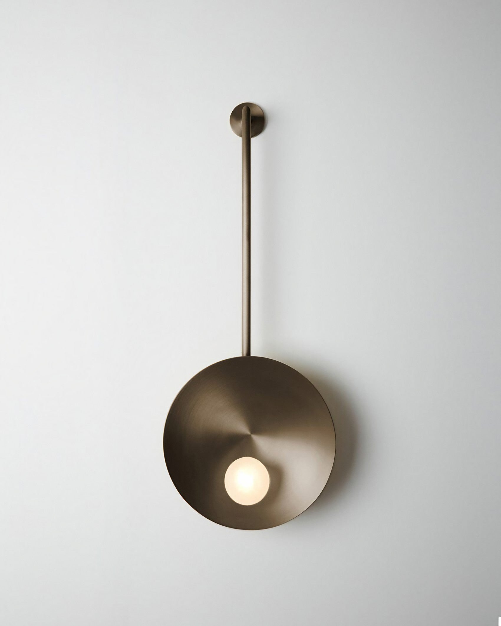Modern Handcrafted Brushed Bronze Oyster Wall Mounted Lamp With Rod by Carla Baz 2