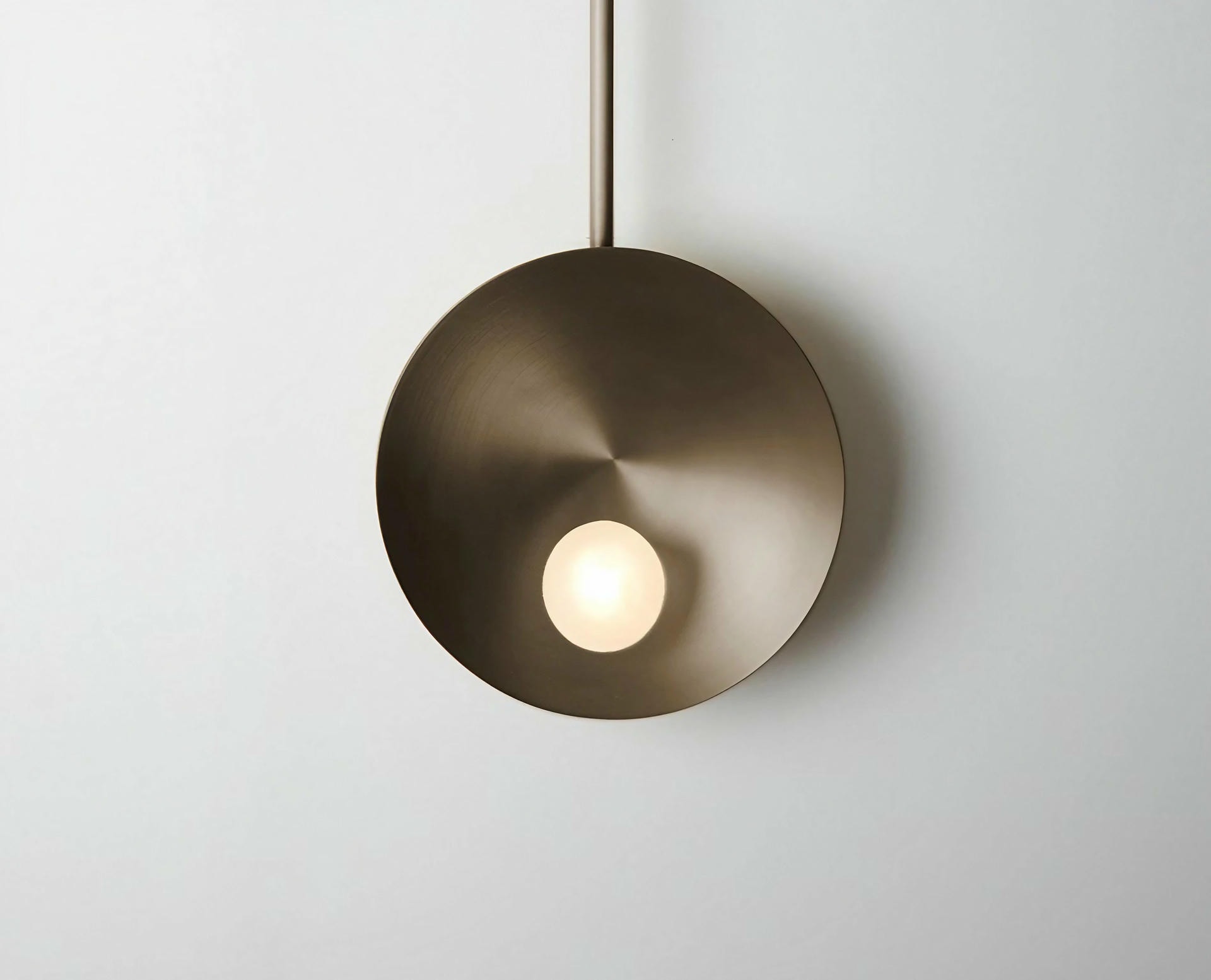 Modern Handcrafted Brushed Bronze Oyster Wall Mounted Lamp With Rod by Carla Baz 5