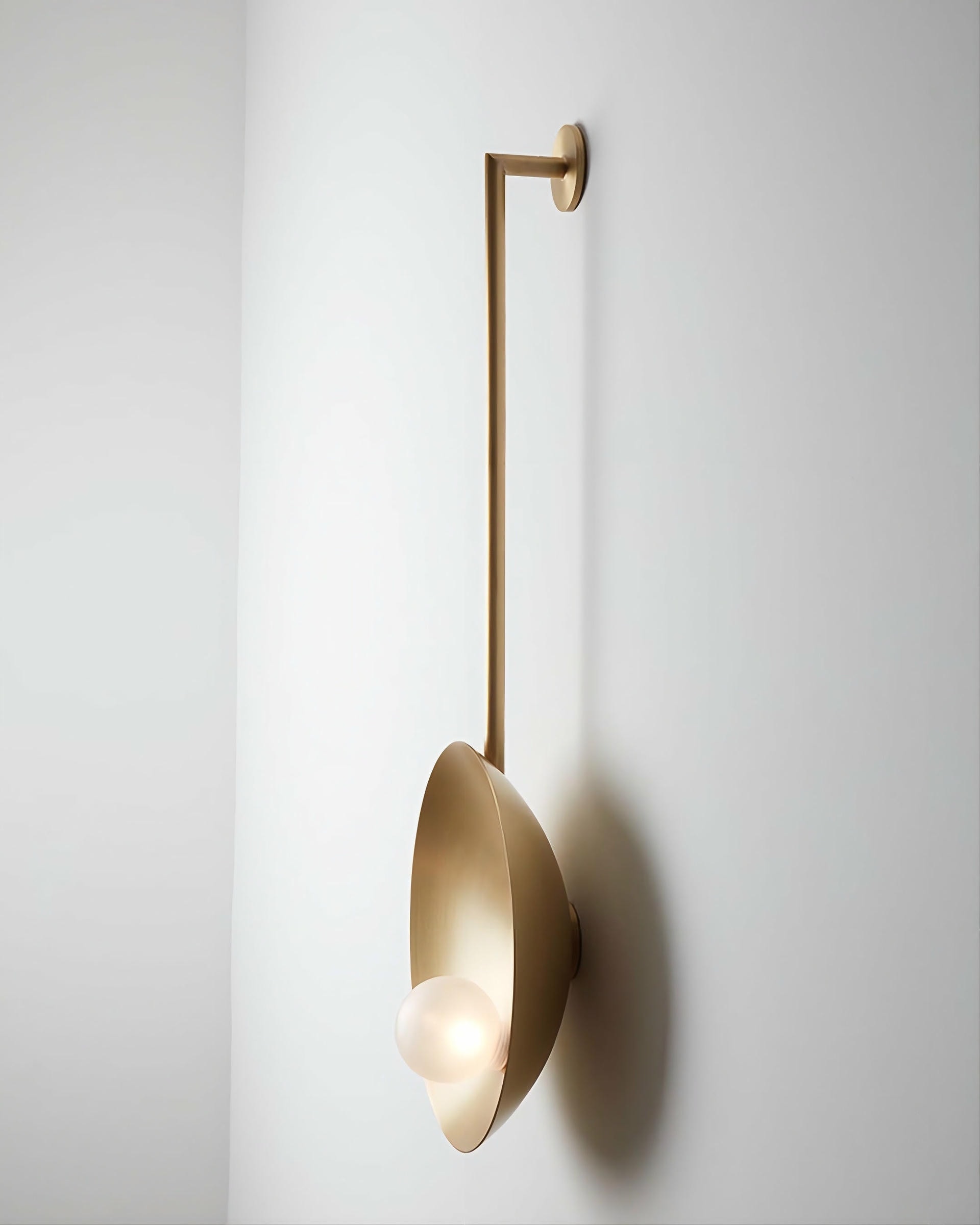 Modern Handcrafted Brushed Bronze Oyster Wall Mounted Lamp With Rod by Carla Baz 6
