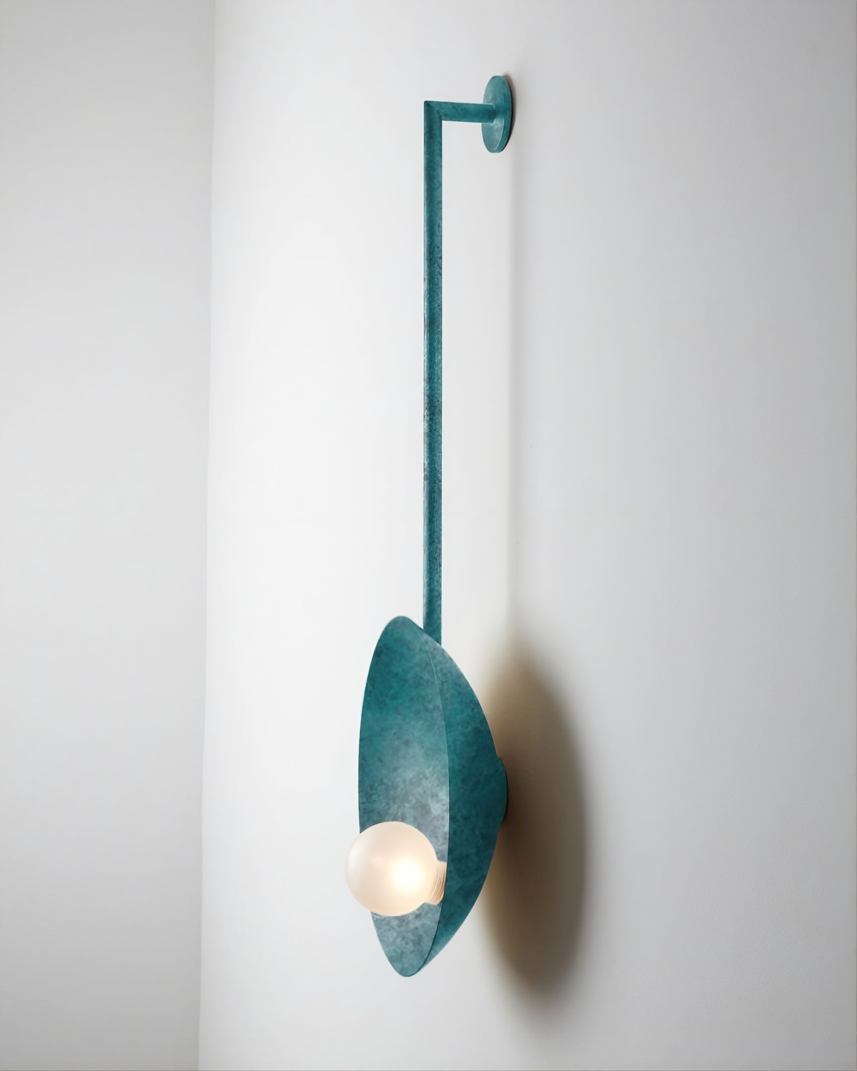 Modern Handcrafted Brushed Bronze Oyster Wall Mounted Lamp With Rod by Carla Baz 7