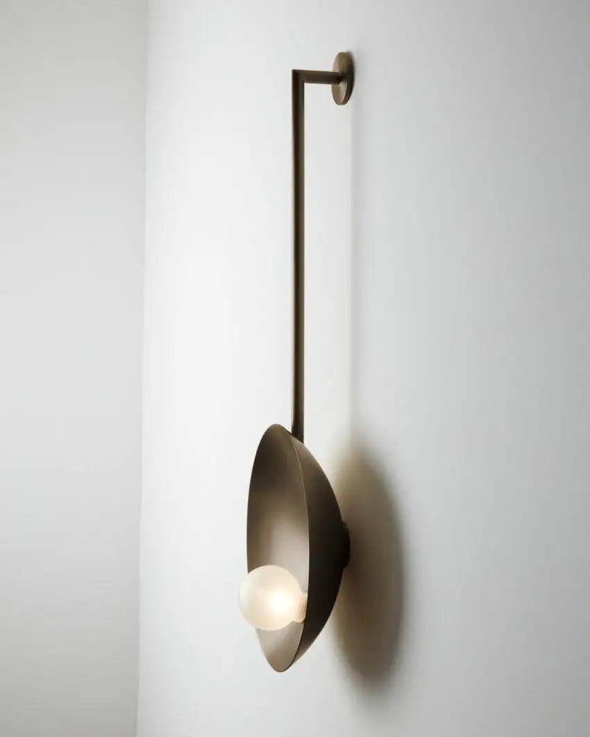 Oyster Brushed Bronze Wall Mounted Lamp With Rod by Carla Baz 2