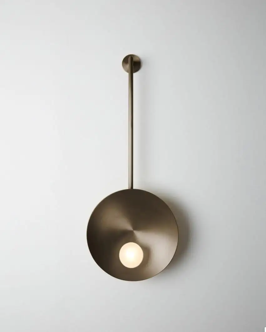 Oyster Brushed Bronze Wall Mounted Lamp With Rod by Carla Baz 3