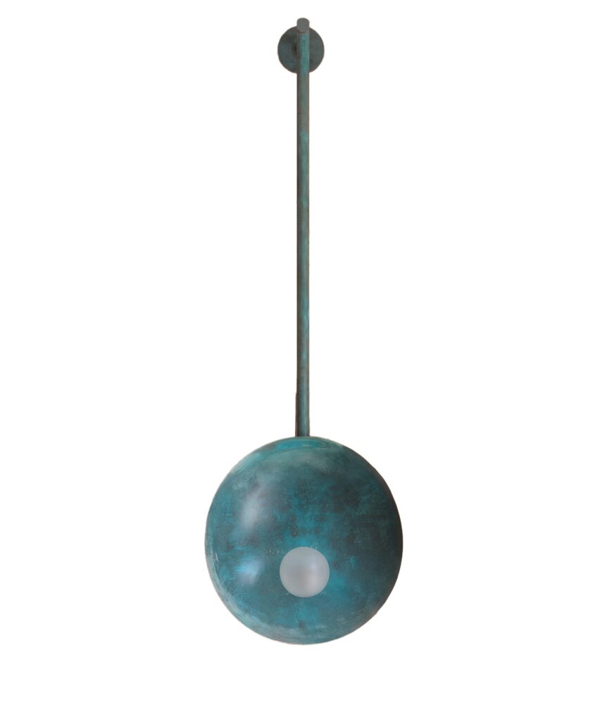Oyster Verdigris Wall Mounted Lamp With Rod by Carla Baz 1