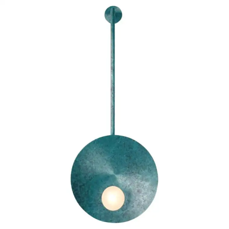 Oyster Verdigris Wall Mounted Lamp With Rod by Carla Baz 1