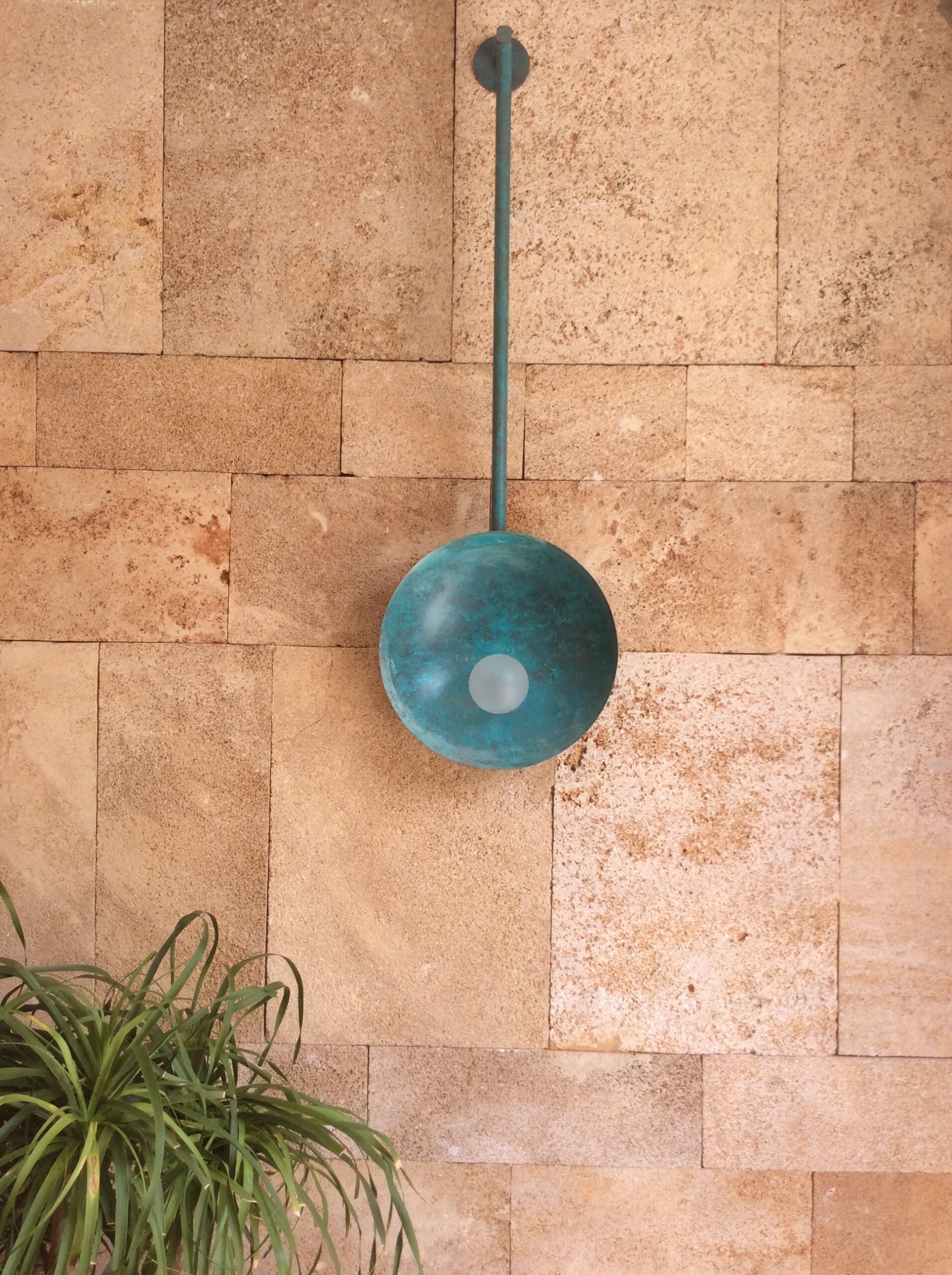 Oyster Verdigris Wall Mounted Lamp With Rod by Carla Baz 2