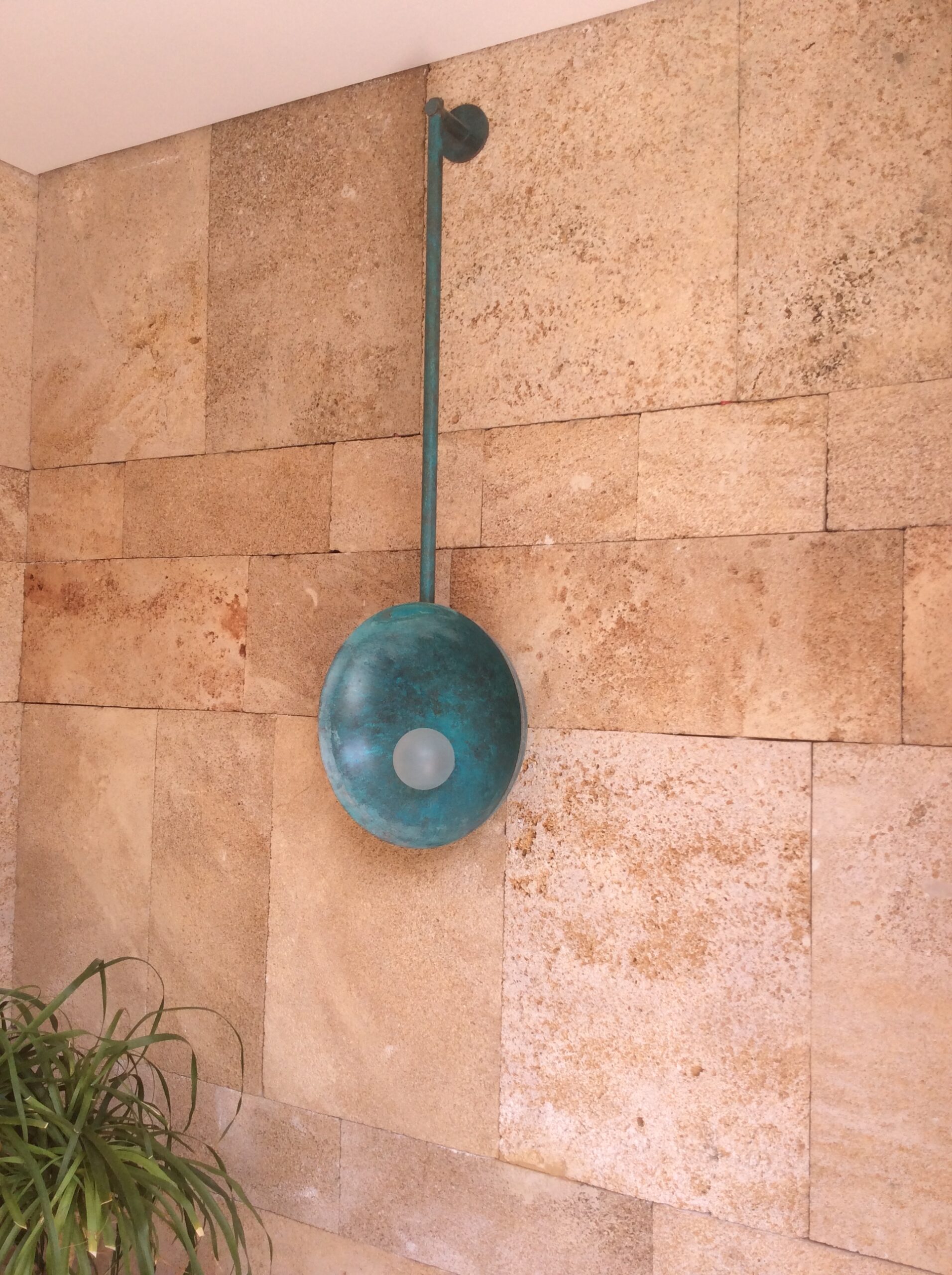 Oyster Verdigris Wall Mounted Lamp With Rod by Carla Baz 3