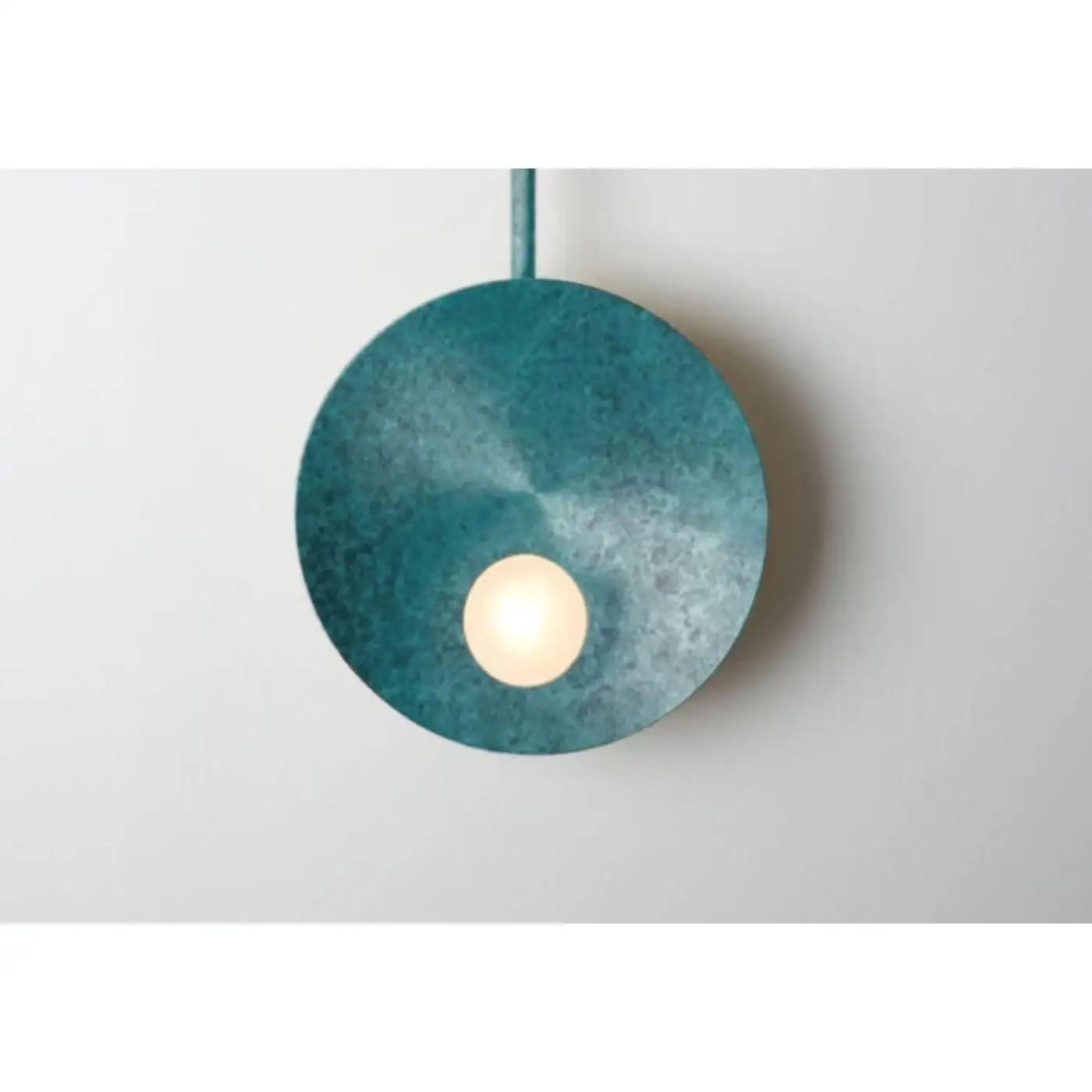Oyster Verdigris Wall Mounted Lamp With Rod by Carla Baz 3
