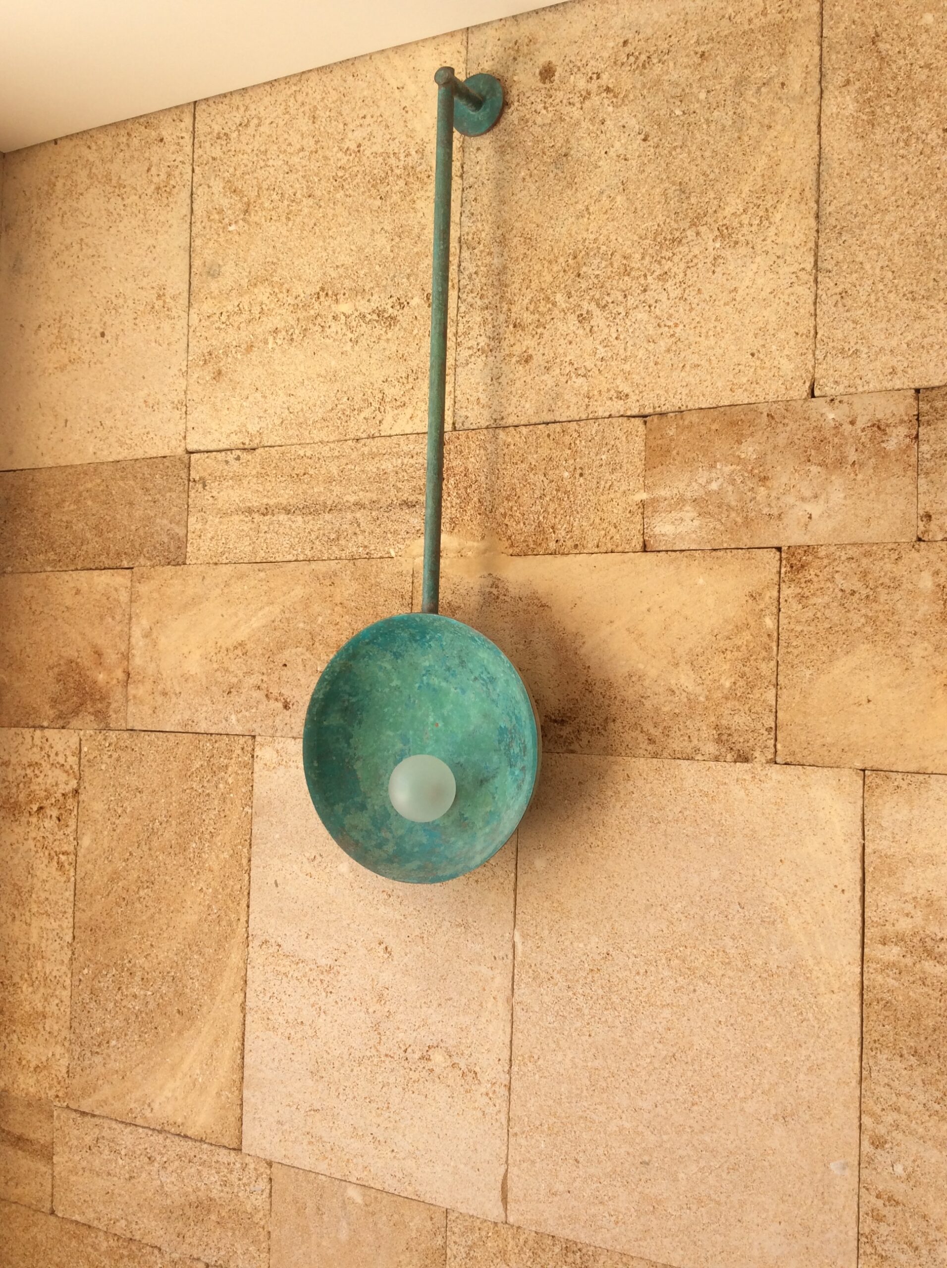 Oyster Verdigris Wall Mounted Lamp With Rod by Carla Baz 5