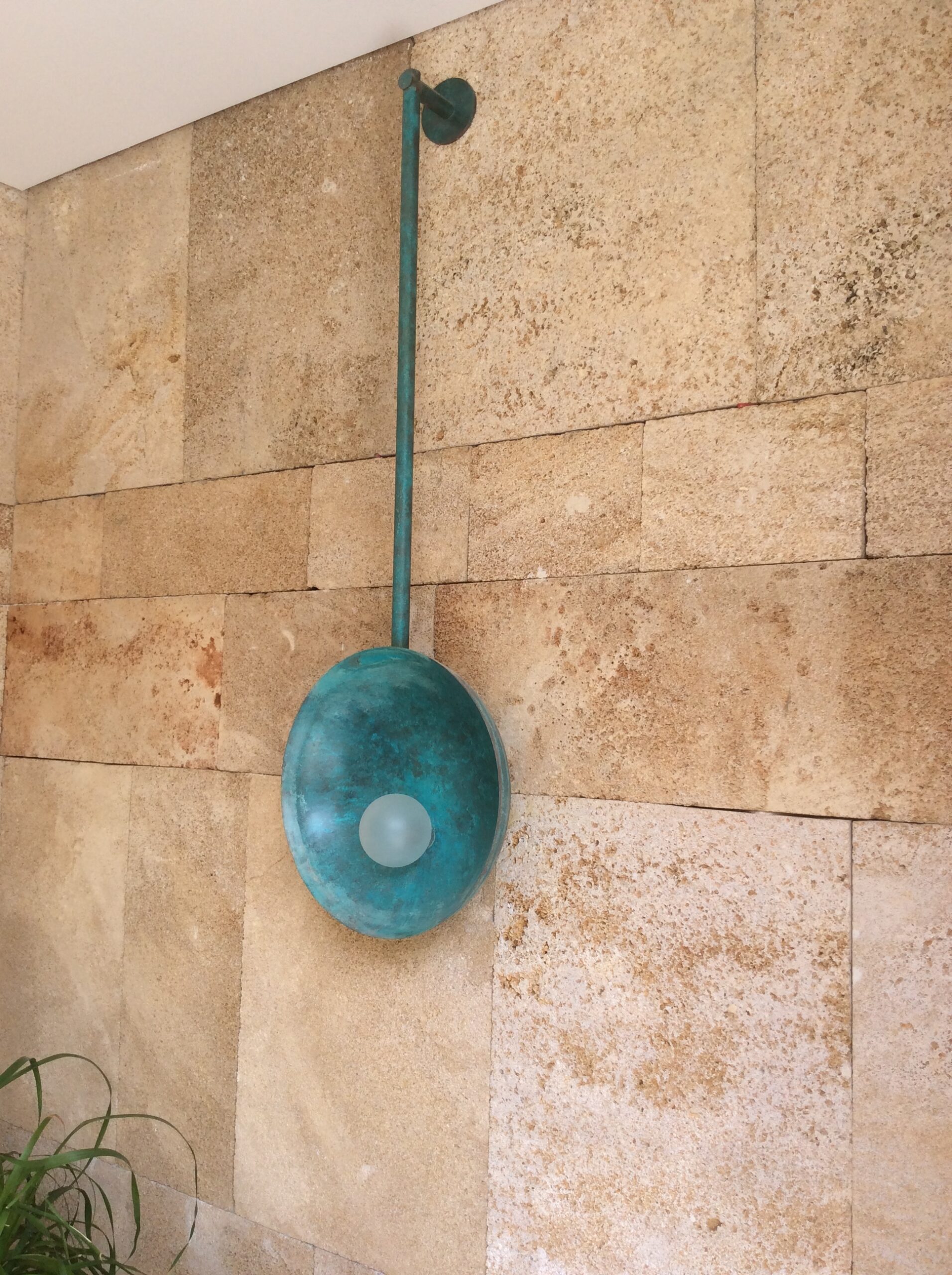Oyster Verdigris Wall Mounted Lamp With Rod by Carla Baz 7