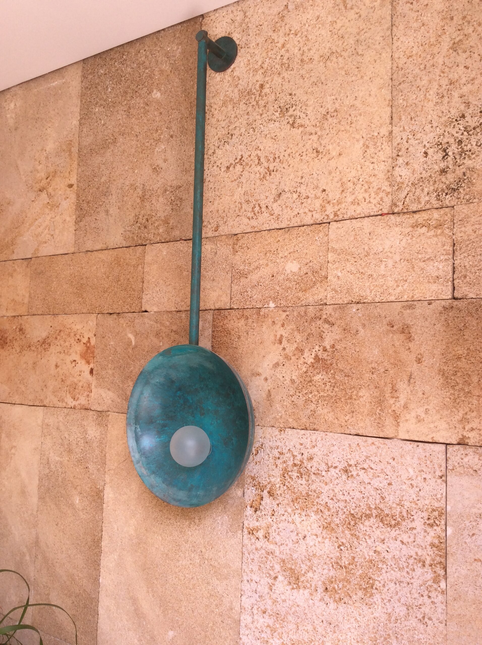 Oyster Verdigris Wall Mounted Lamp With Rod by Carla Baz 8