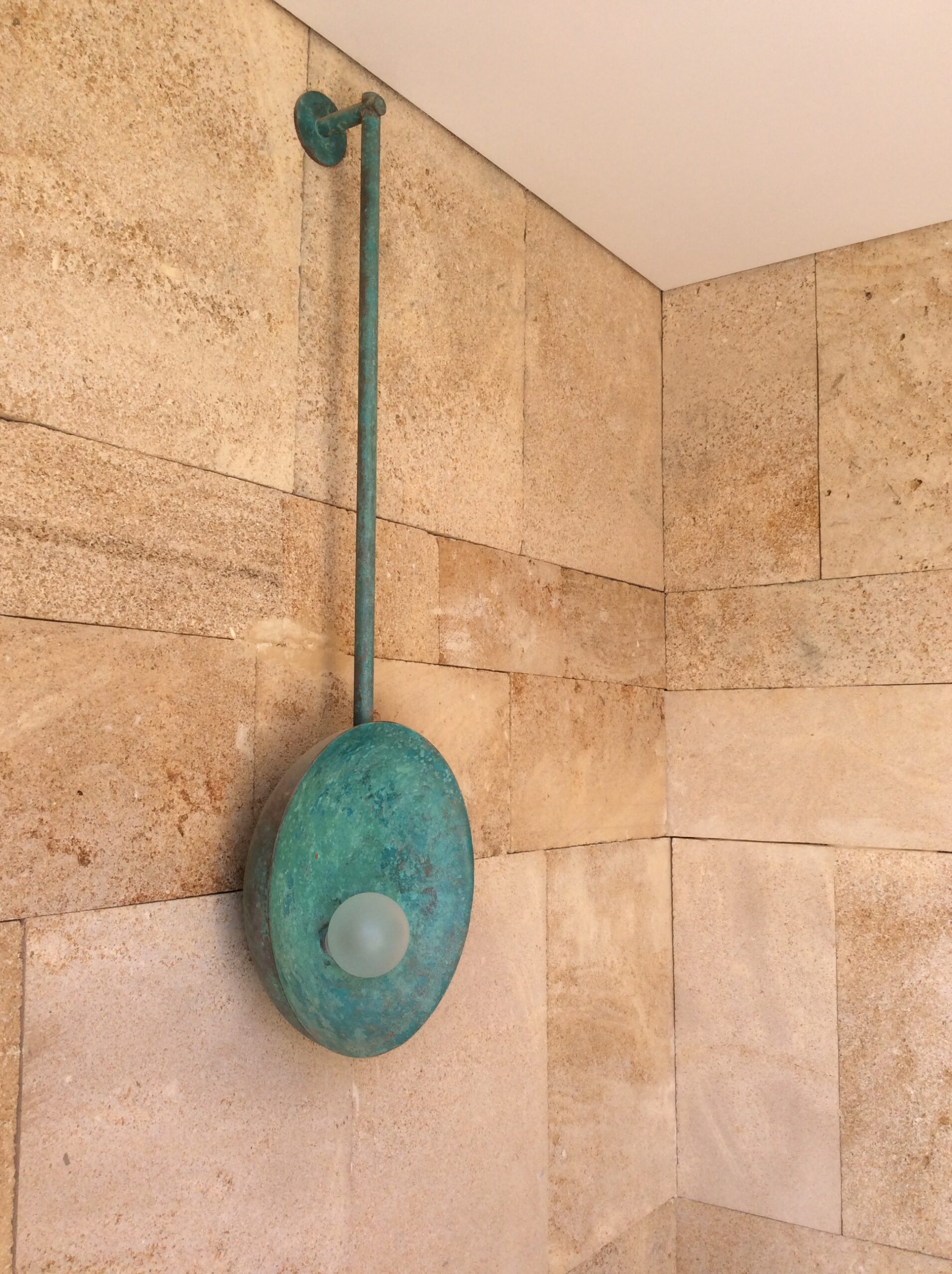 Oyster Verdigris Wall Mounted Lamp With Rod by Carla Baz 9