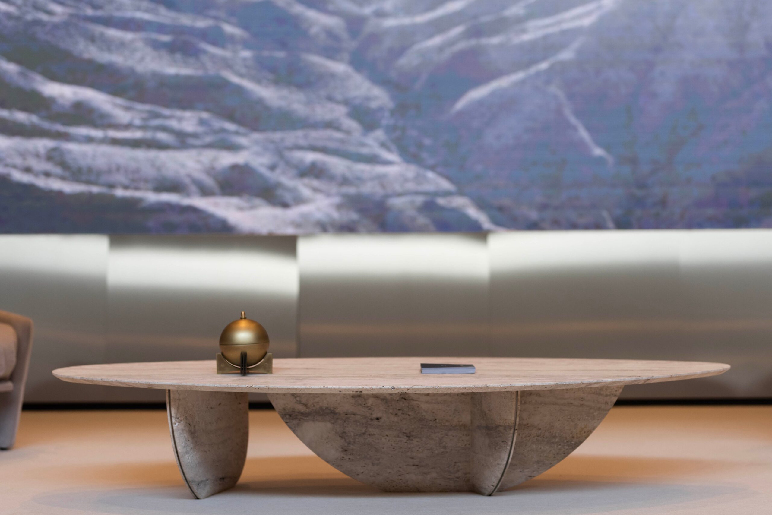 Pebble Ocean Black Travertine Coffee Table by Atra Design 6