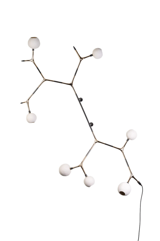 Porcelain and Polished Bronze Campamocha Climbing Wall Lamp by Isabel Moncada 1