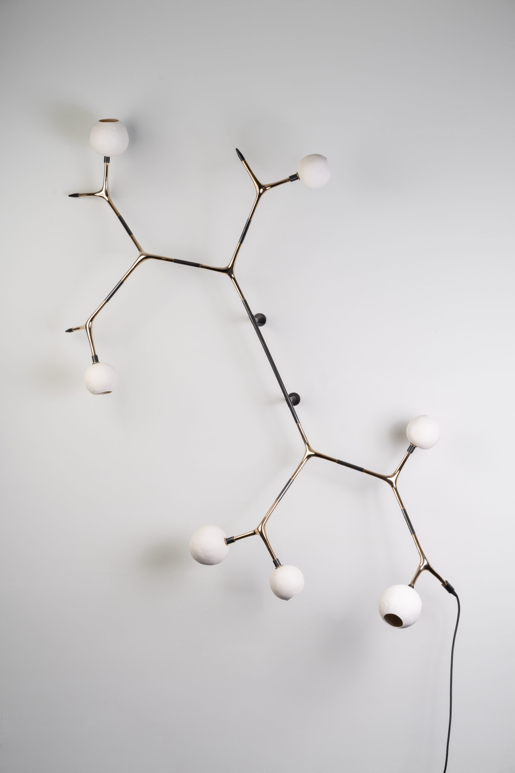 Porcelain and Polished Bronze Campamocha Climbing Wall Lamp by Isabel Moncada 2