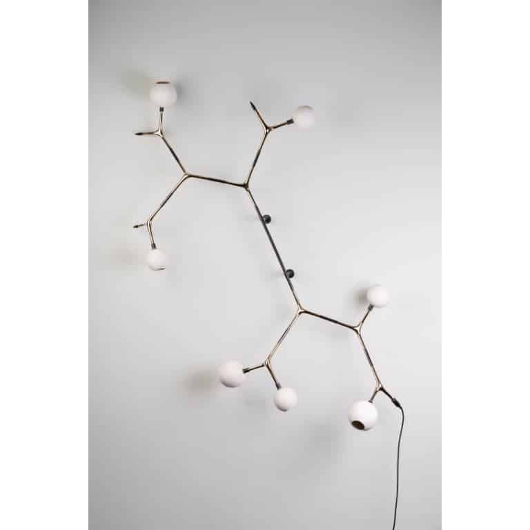Porcelain and Polished Bronze Campamocha Climbing Wall Lamp by Isabel Moncada 2