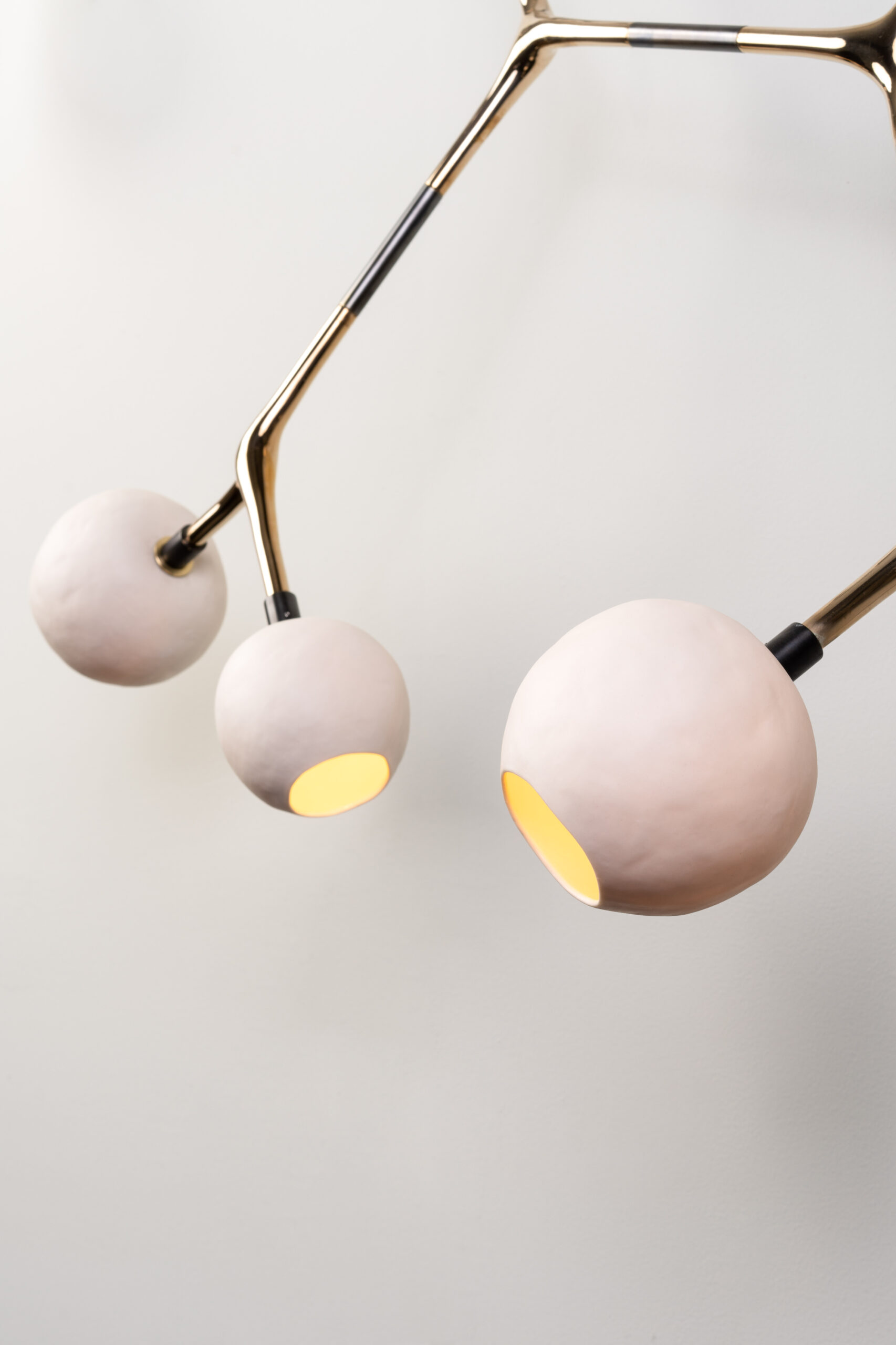 Porcelain and Polished Bronze Campamocha Climbing Wall Lamp by Isabel Moncada 3