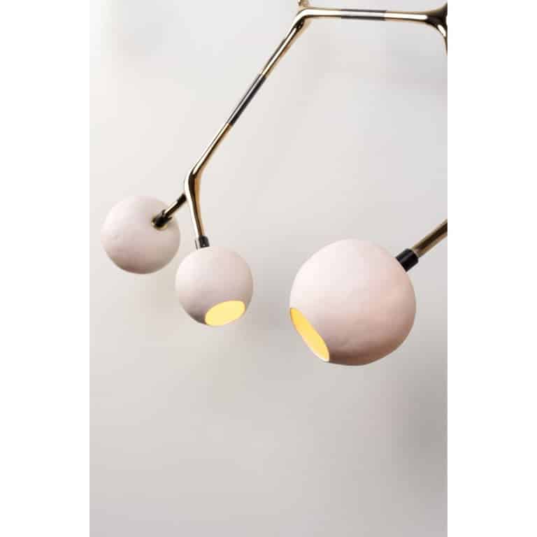 Porcelain and Polished Bronze Campamocha Climbing Wall Lamp by Isabel Moncada 5