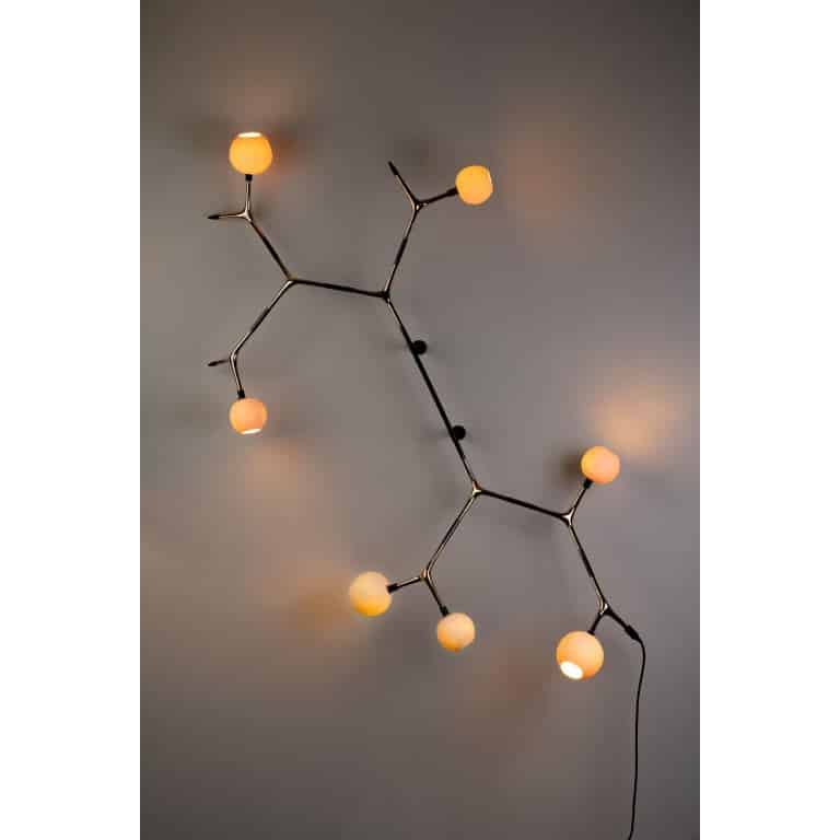 Porcelain and Polished Bronze Campamocha Climbing Wall Lamp by Isabel Moncada 6