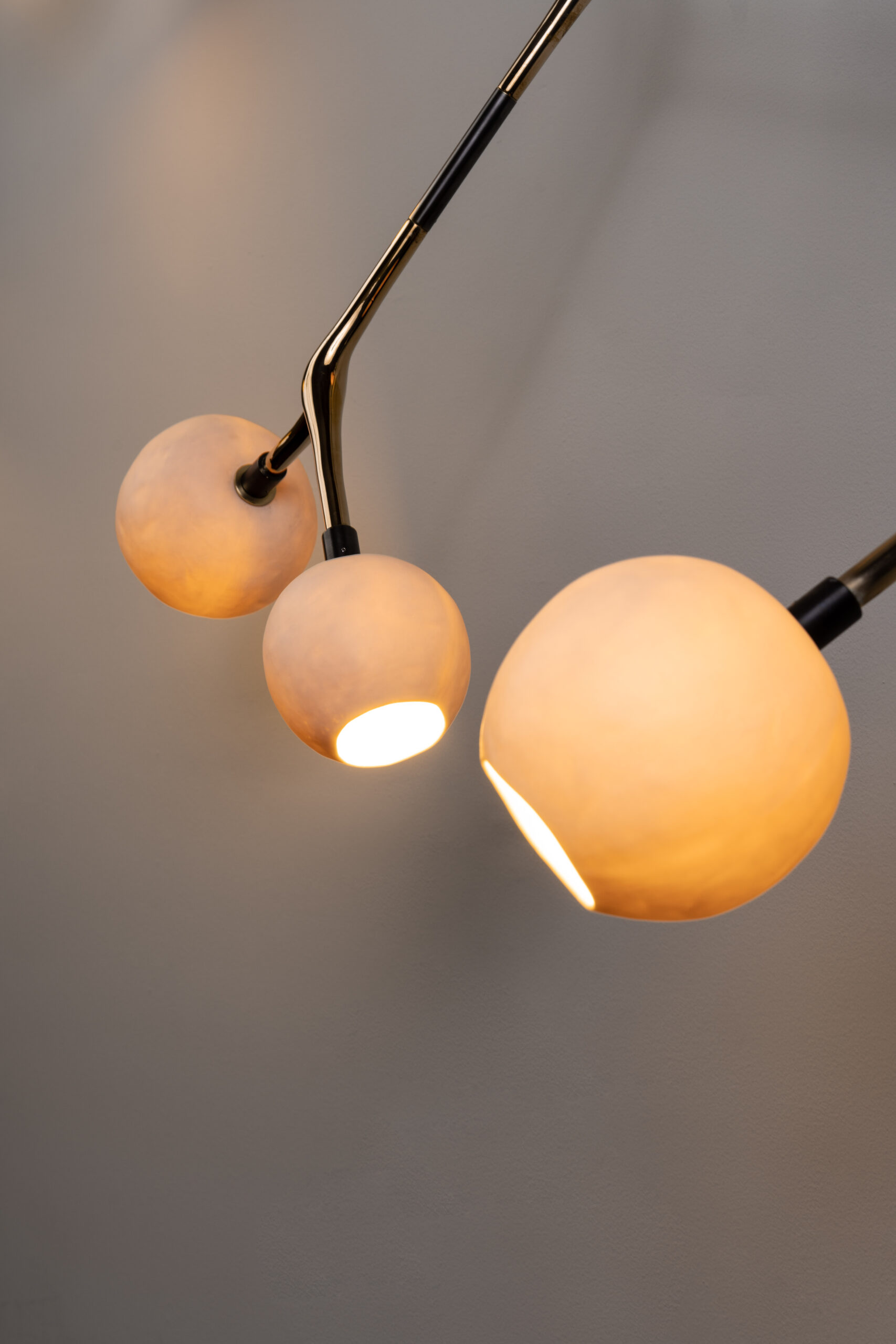 Porcelain and Polished Bronze Campamocha Climbing Wall Lamp by Isabel Moncada 8