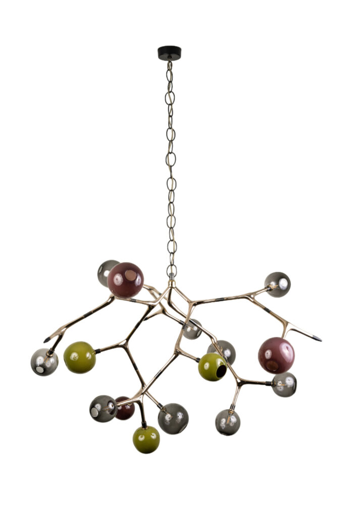 Porcelain and Polished Bronze Maratus 15 Pendant Lamp by Isabel Moncada 1