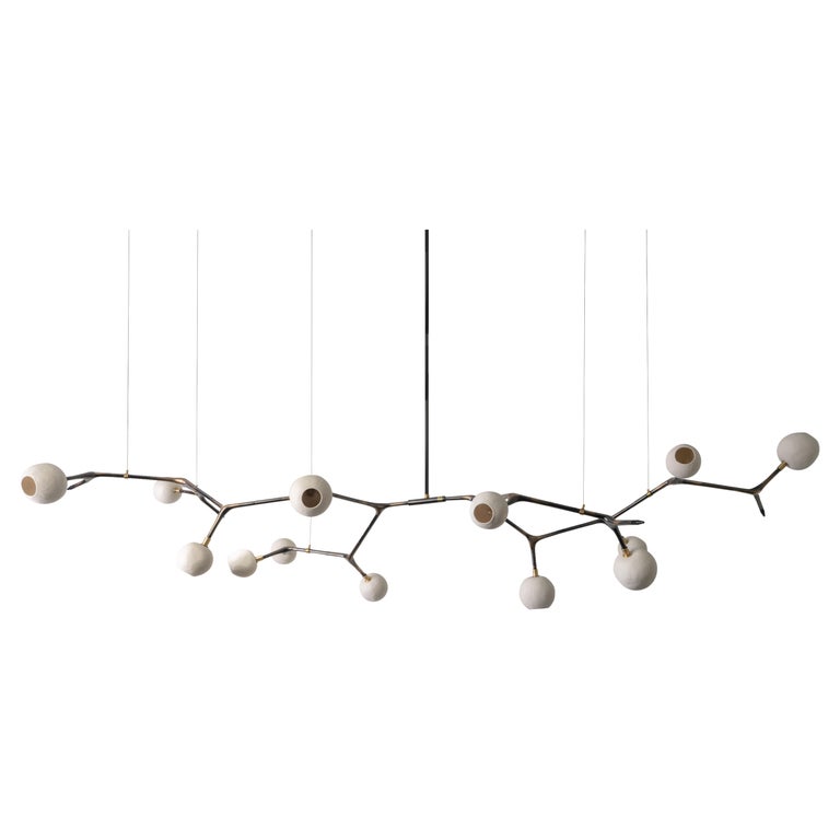 Porcelain and Vintage Bronze Mantis 13 Pendant Lamp by Isabel Moncada 1