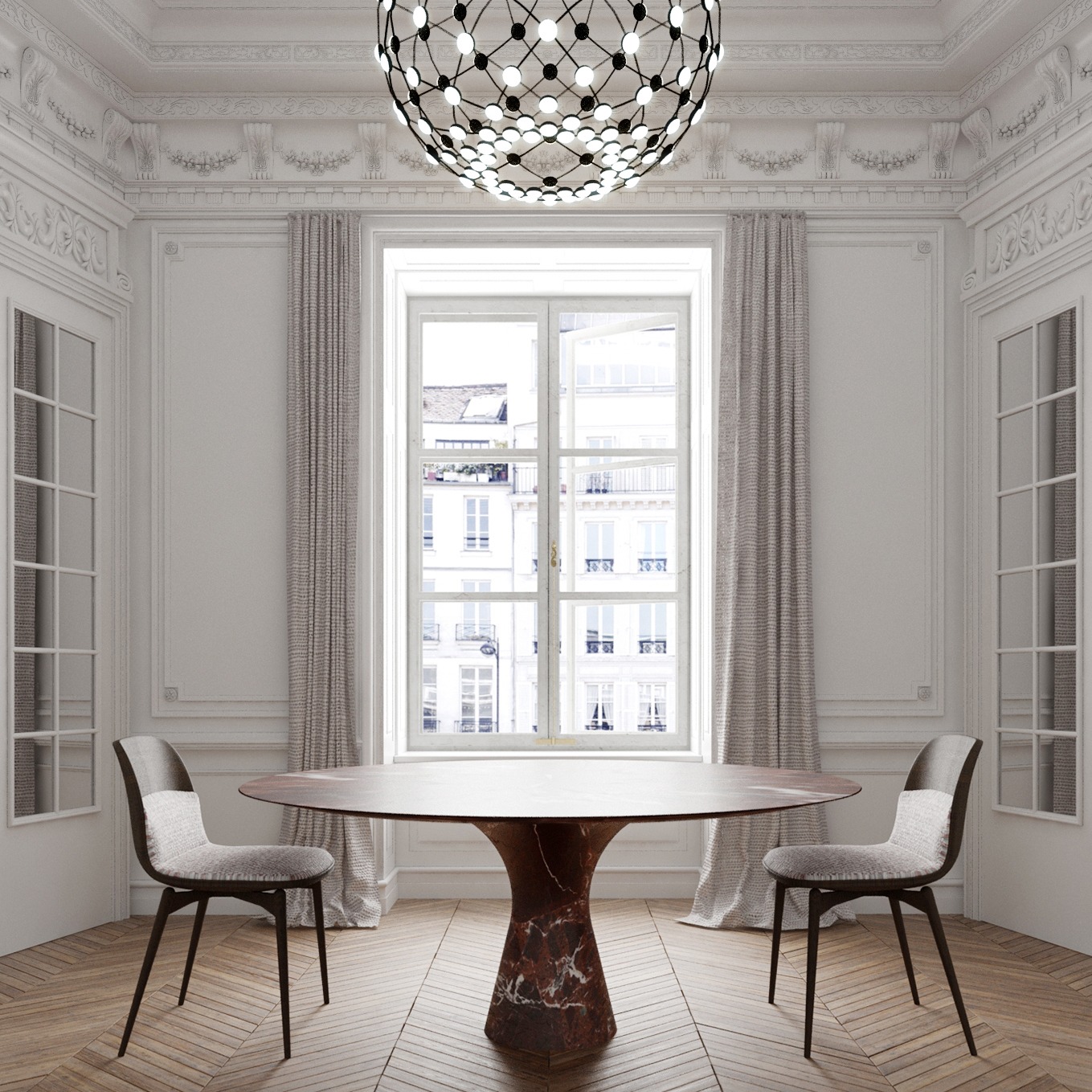 Rosso Lepanto Contemporary Oval Marble Dining Table 290 75 3