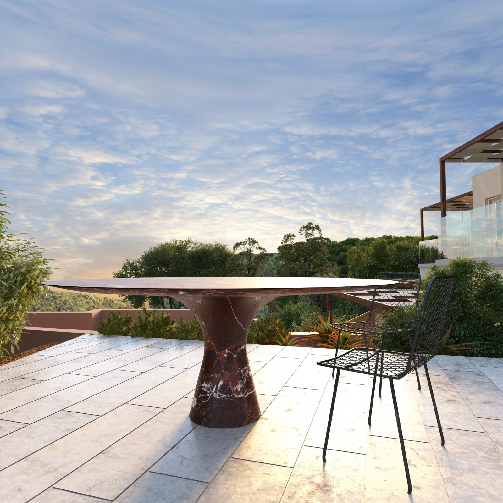 Rosso Lepanto Contemporary Oval Marble Dining Table 290 75 9