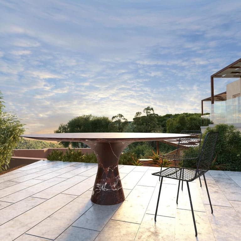 Rosso Lepanto Contemporary Oval Marble Dining Table 29075 10