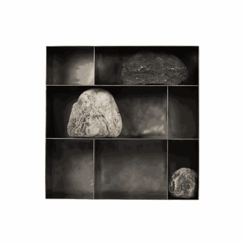 Solid Dark Stainless Steel Wall Object with Natural Stones by Lee Sisan 1