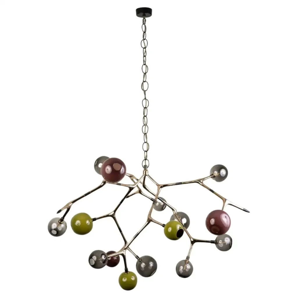 Stone and Polished Bronze Maratus 15 Pendant Lamp by Isabel Moncada 1