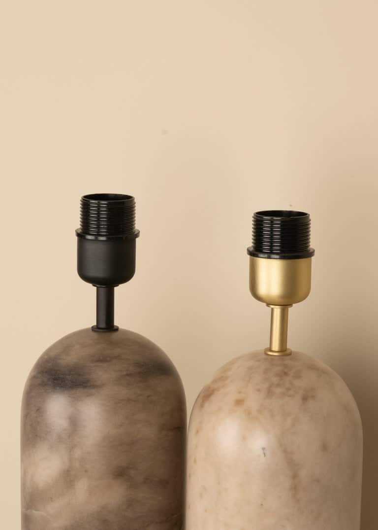Tobacco Alabaster And Walnut Base Pura Kelo Double Table Lamp by Simone Marcel 6
