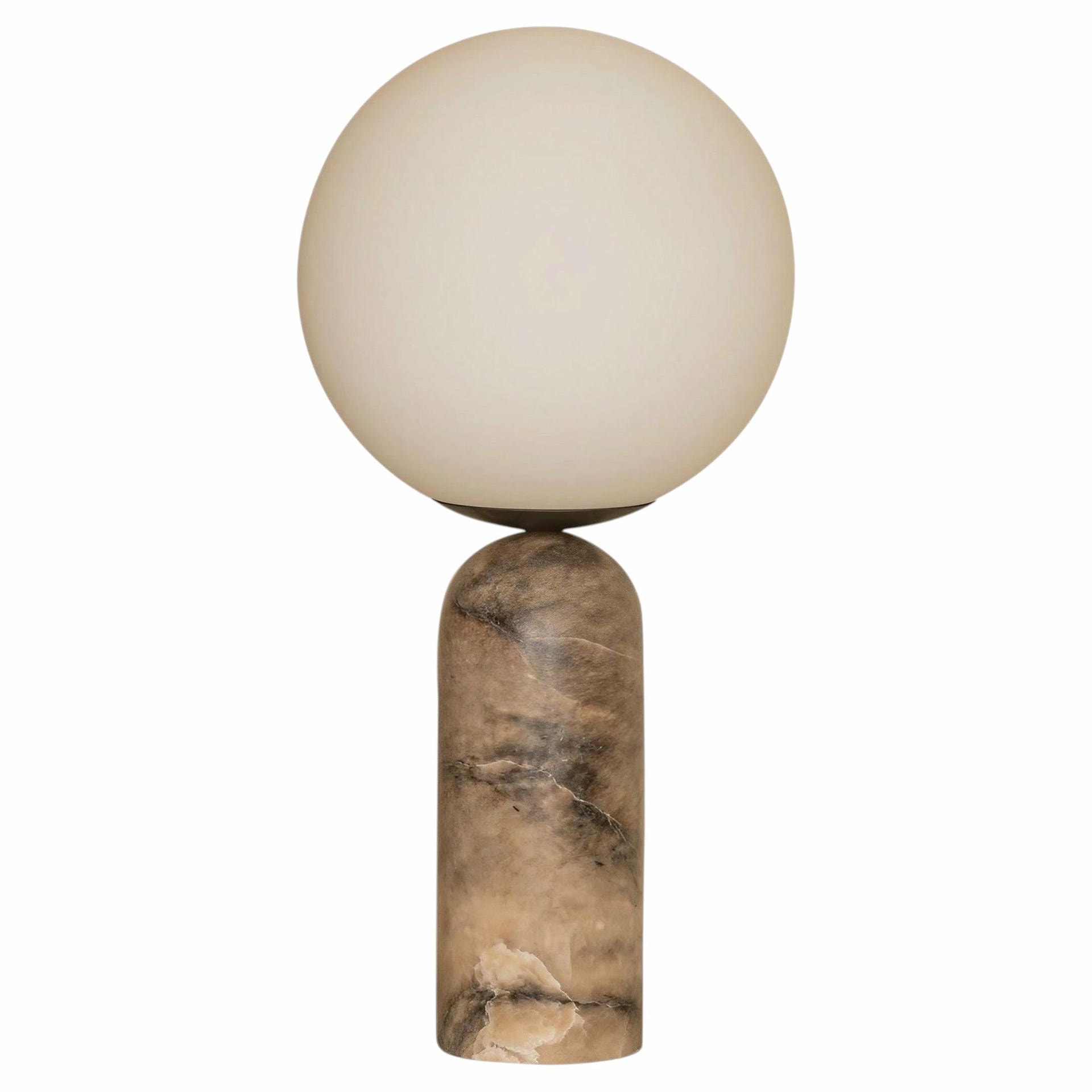 Tobacco Alabaster and Steel Atlas Table Lamp by Simone Marcel 1