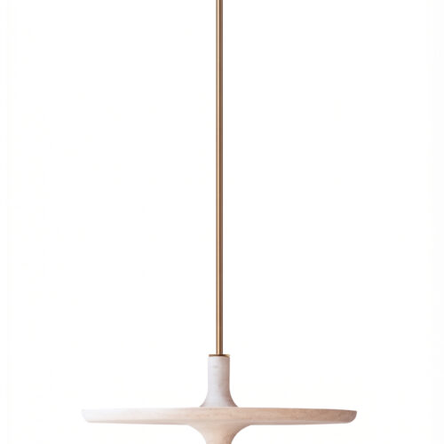Toupy Travertine and Brass 44 Hanging Table by Mademoiselle Jo 1