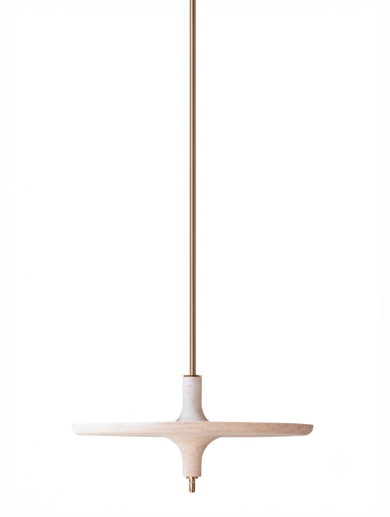 Toupy Travertine and Brass 44 Hanging Table by Mademoiselle Jo 1