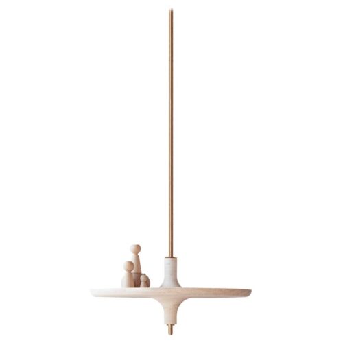 Toupy Travertine and Brass 44 Hanging Table by Mademoiselle Jo 1