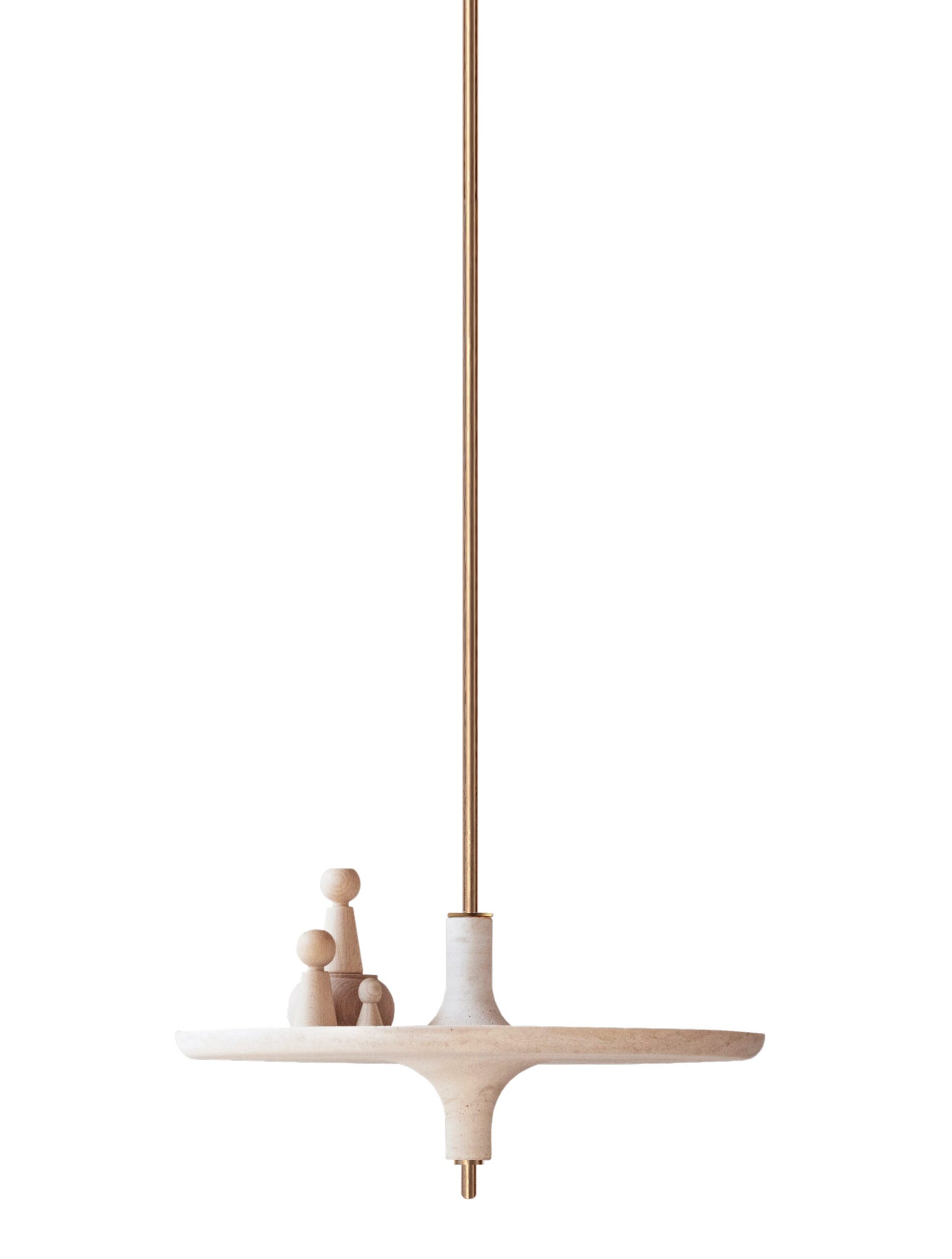 Toupy Travertine and Brass 44 Hanging Table by Mademoiselle Jo 4