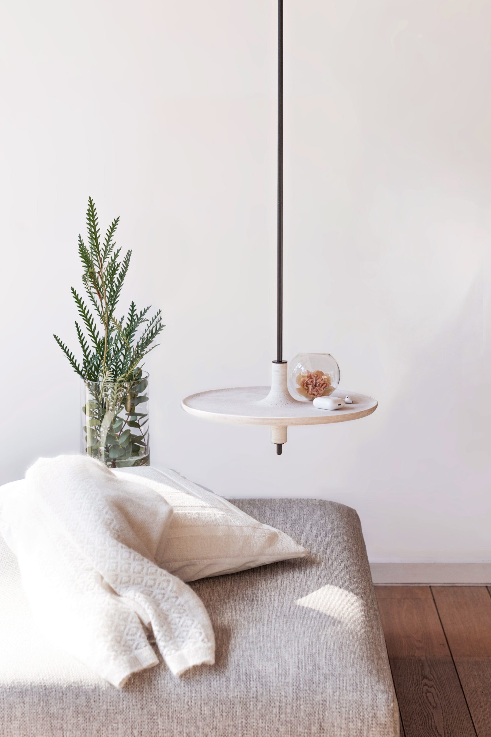 Toupy Travertine and Brass 44 Hanging Table by Mademoiselle Jo 6