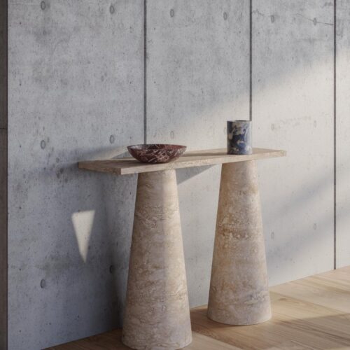 Travertino Inside Out Console by Karen Chekerdjian - PHILIA