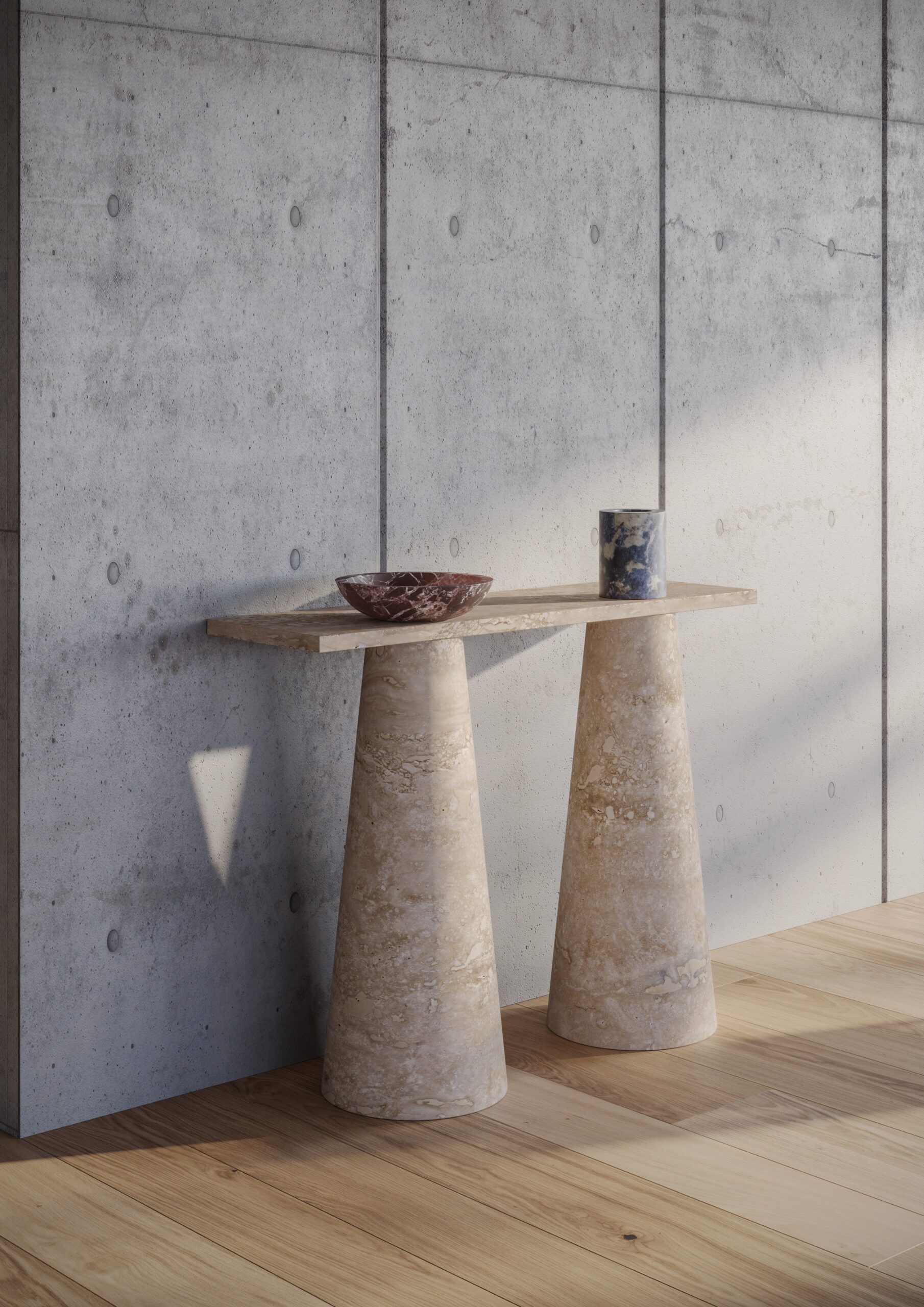 Travertino Inside Out Console by Karen Chekerdjian 3