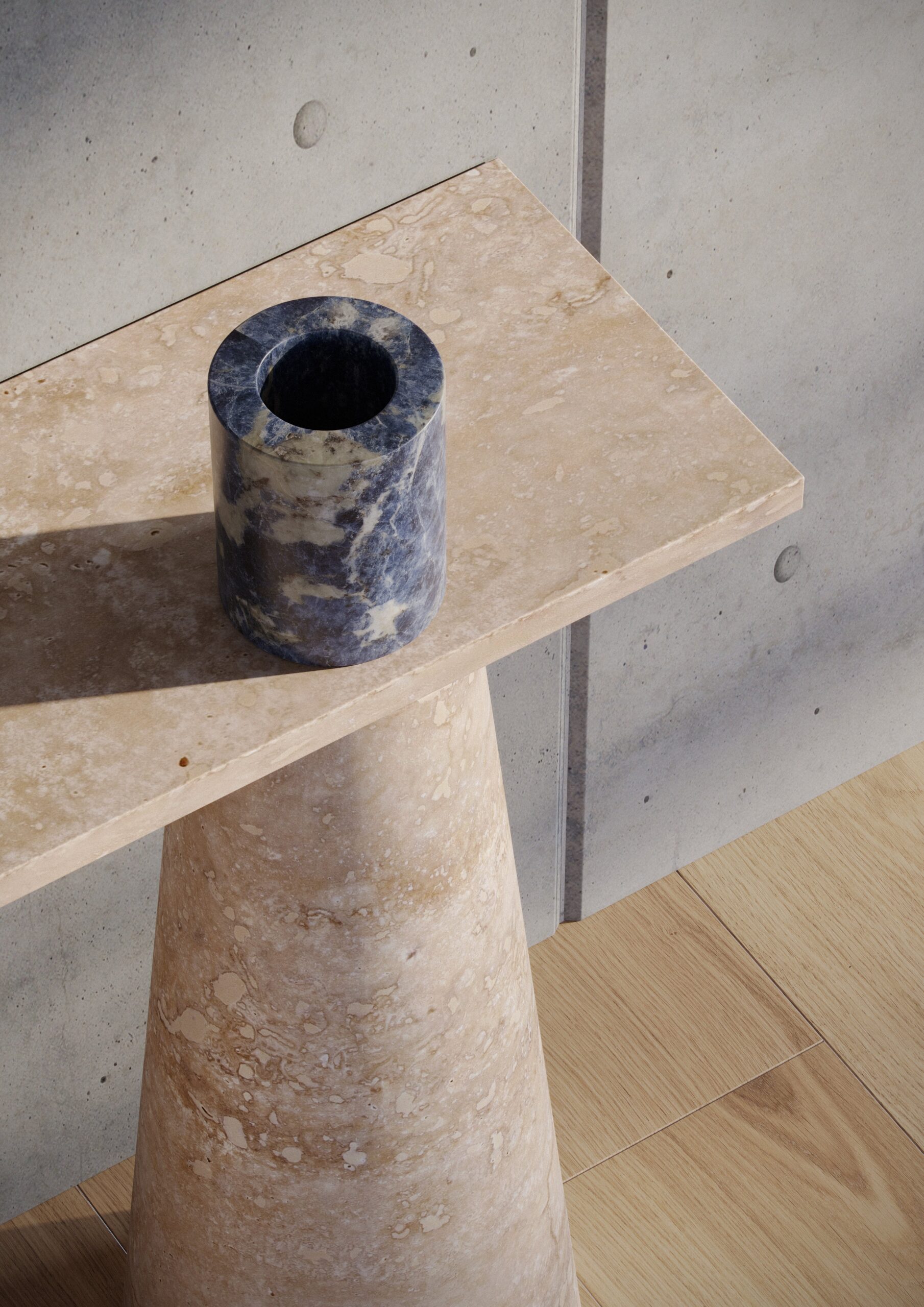 Travertino Inside Out Console by Karen Chekerdjian 4