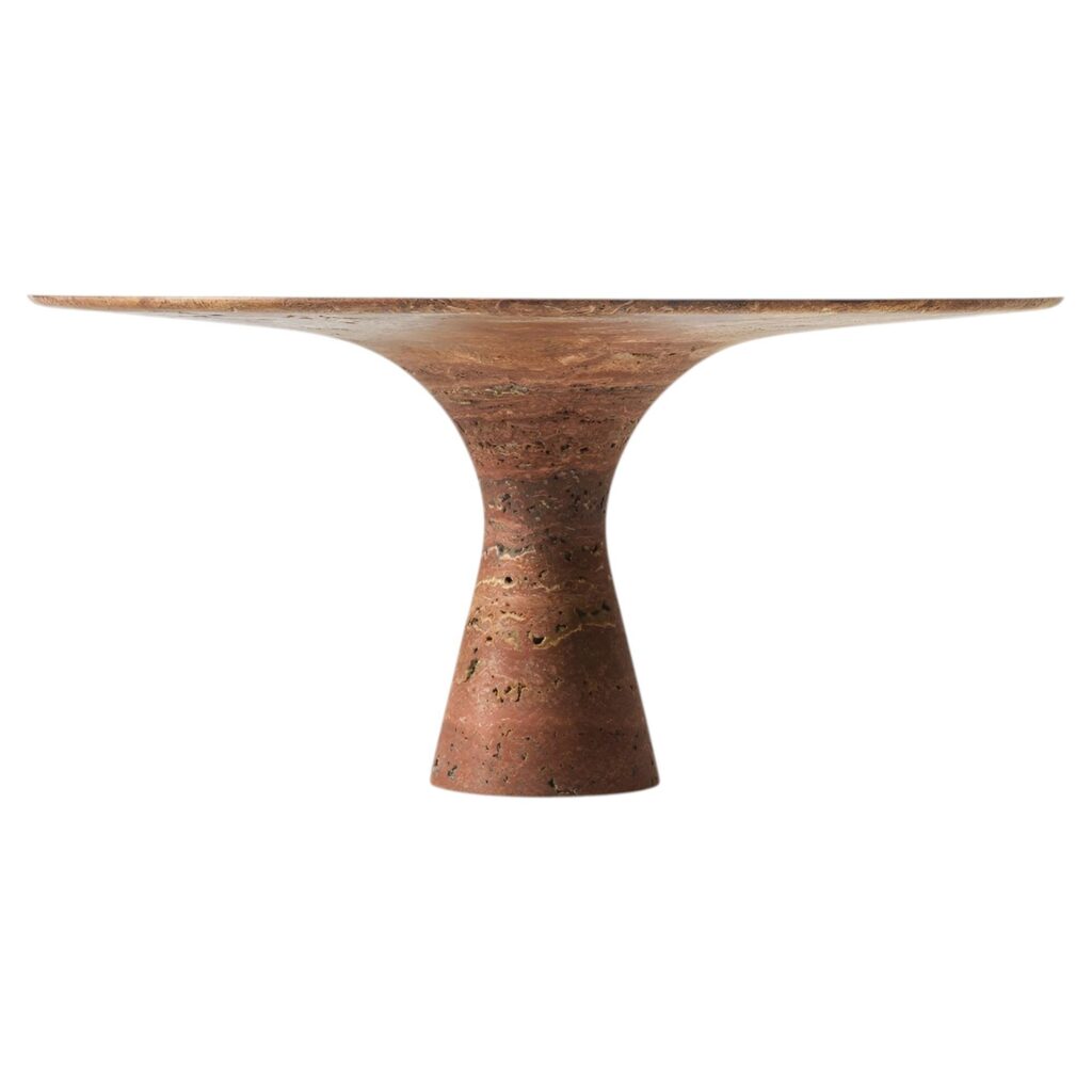 Travertino Rosso Refined Contemporary Marble Oval Table 21075 1