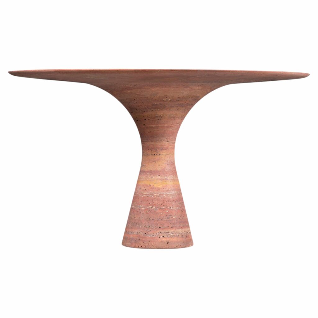 Travertino Rosso Refined Contemporary Marble Oval Table 21075 1