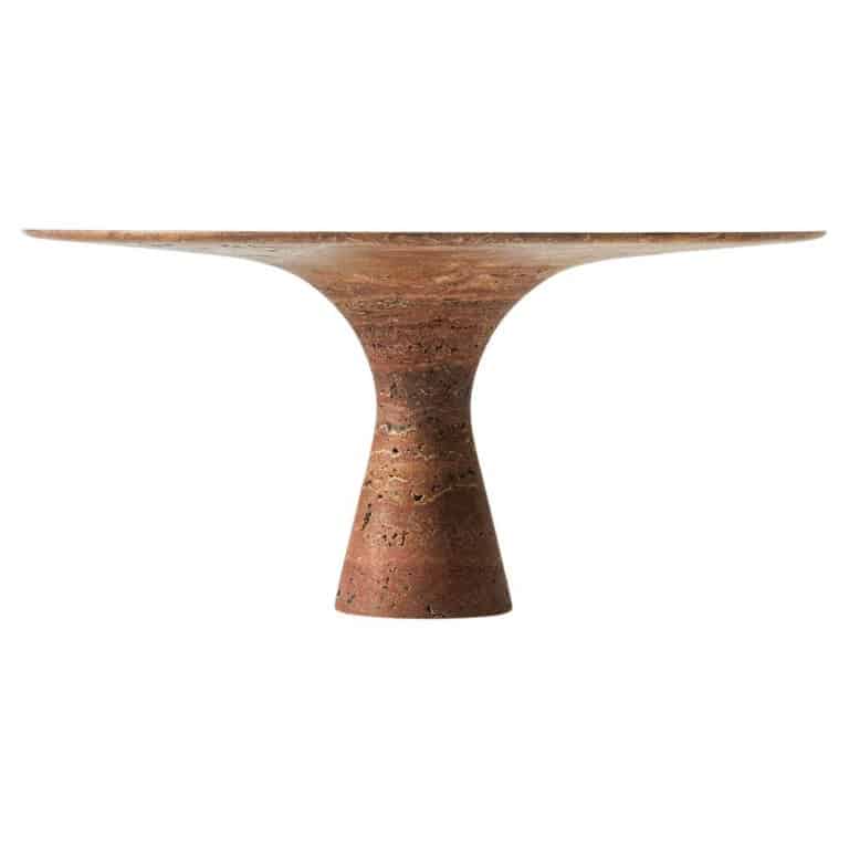 Travertino Rosso Refined Contemporary Marble Oval Table 21075 1