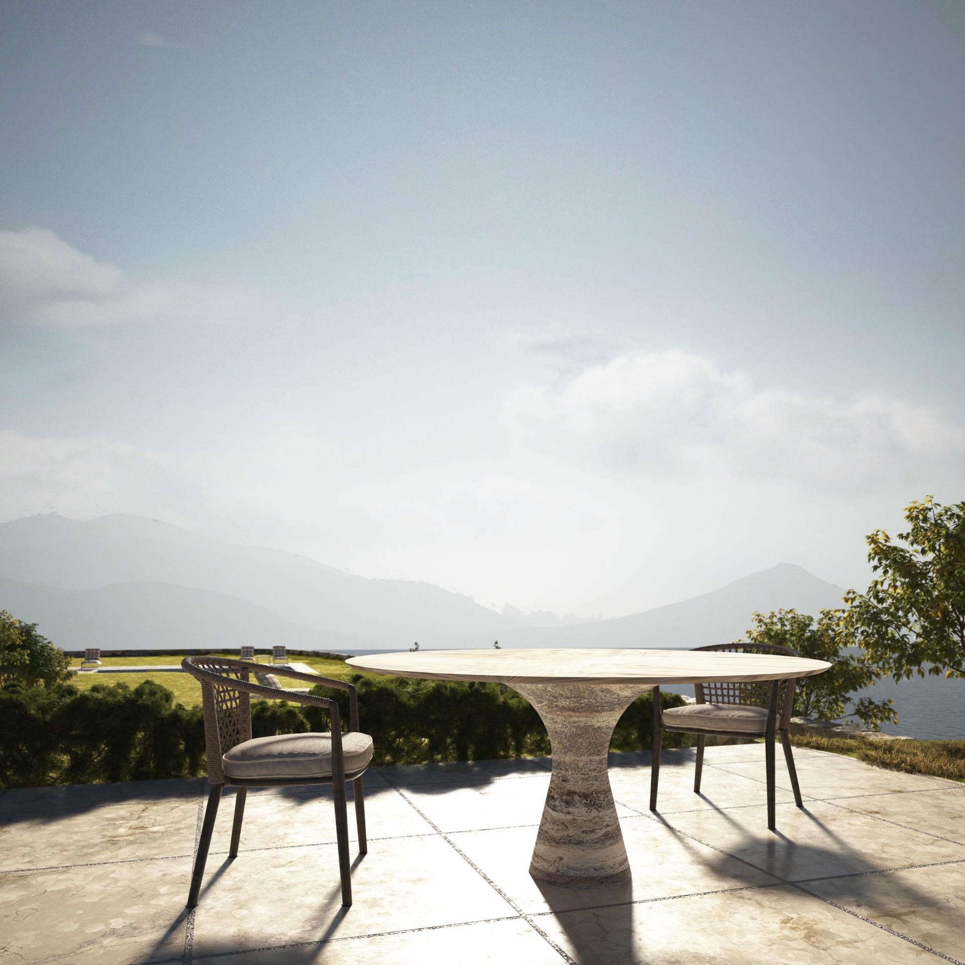Travertino Rosso Refined Contemporary Marble Oval Table 21075 10